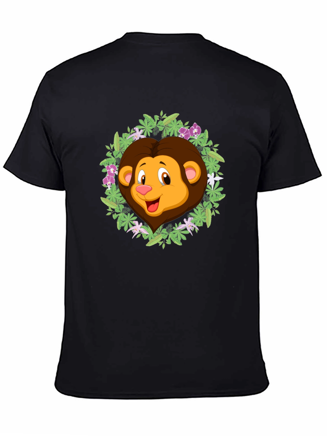 Jungle Lion Graphic Tee - Black Cotton T-Shirt