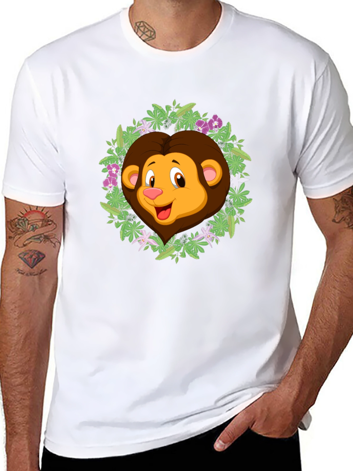 Jungle Lion Graphic Tee - Black Cotton T-Shirt