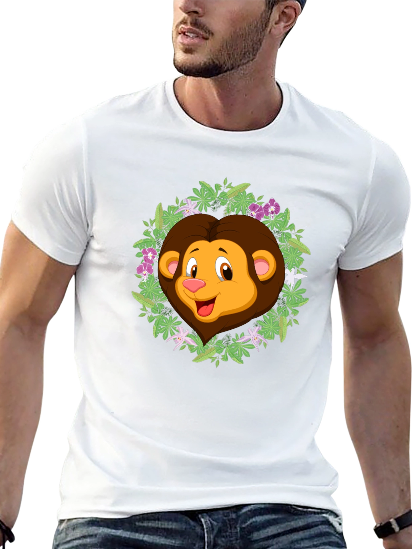 Jungle Lion Graphic Tee - Black Cotton T-Shirt