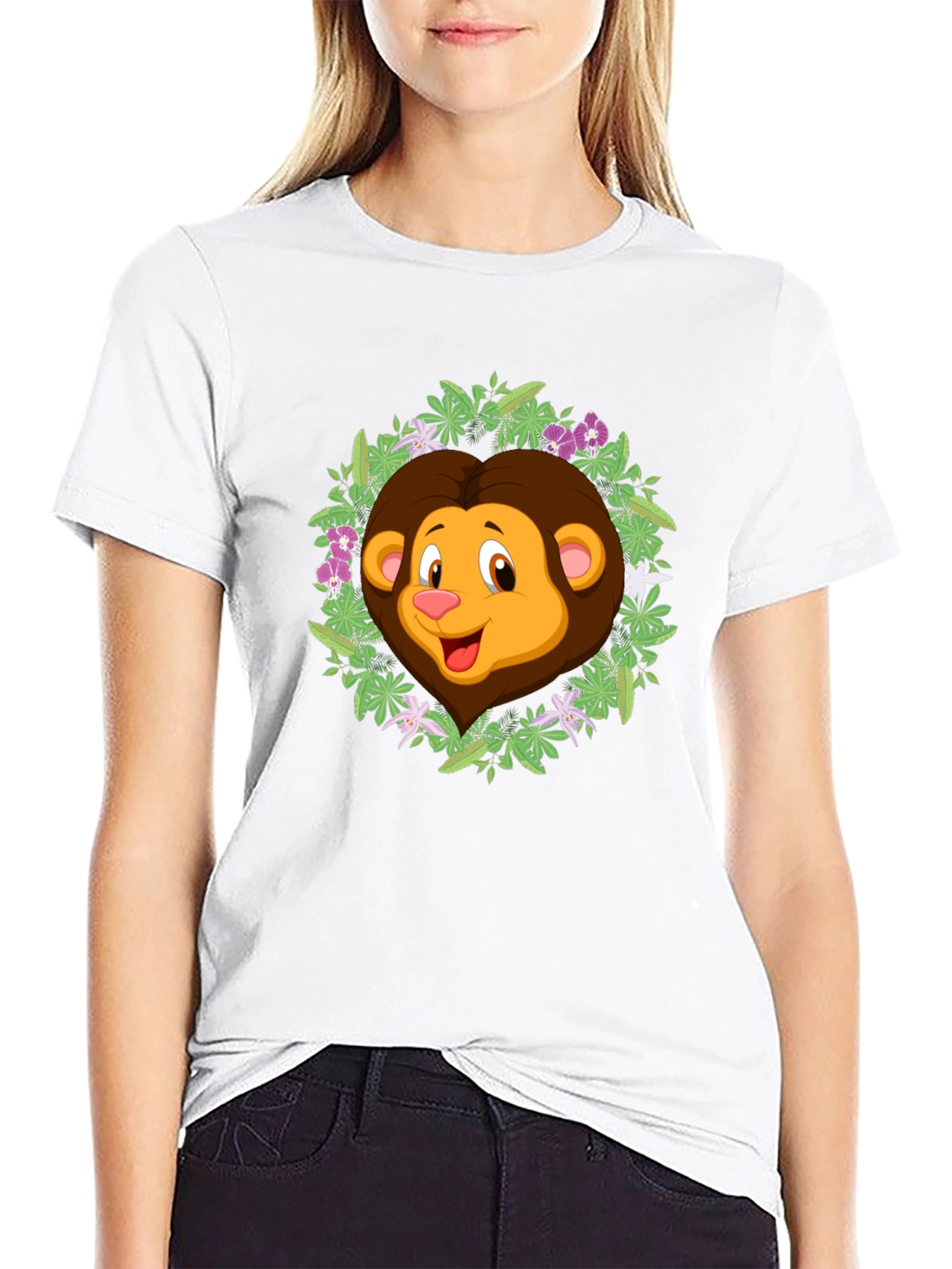 Jungle Lion Graphic Tee - Black Cotton T-Shirt