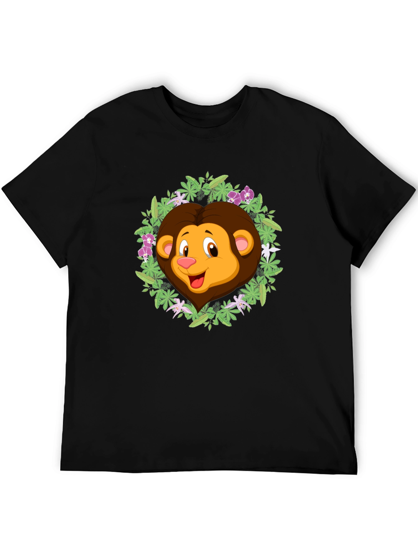 Jungle Lion Graphic Tee - Black Cotton T-Shirt