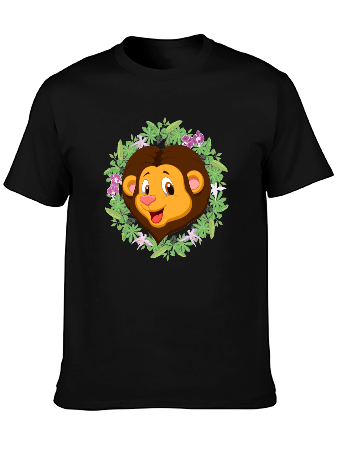 Jungle Lion Graphic Tee - Black Cotton T-Shirt