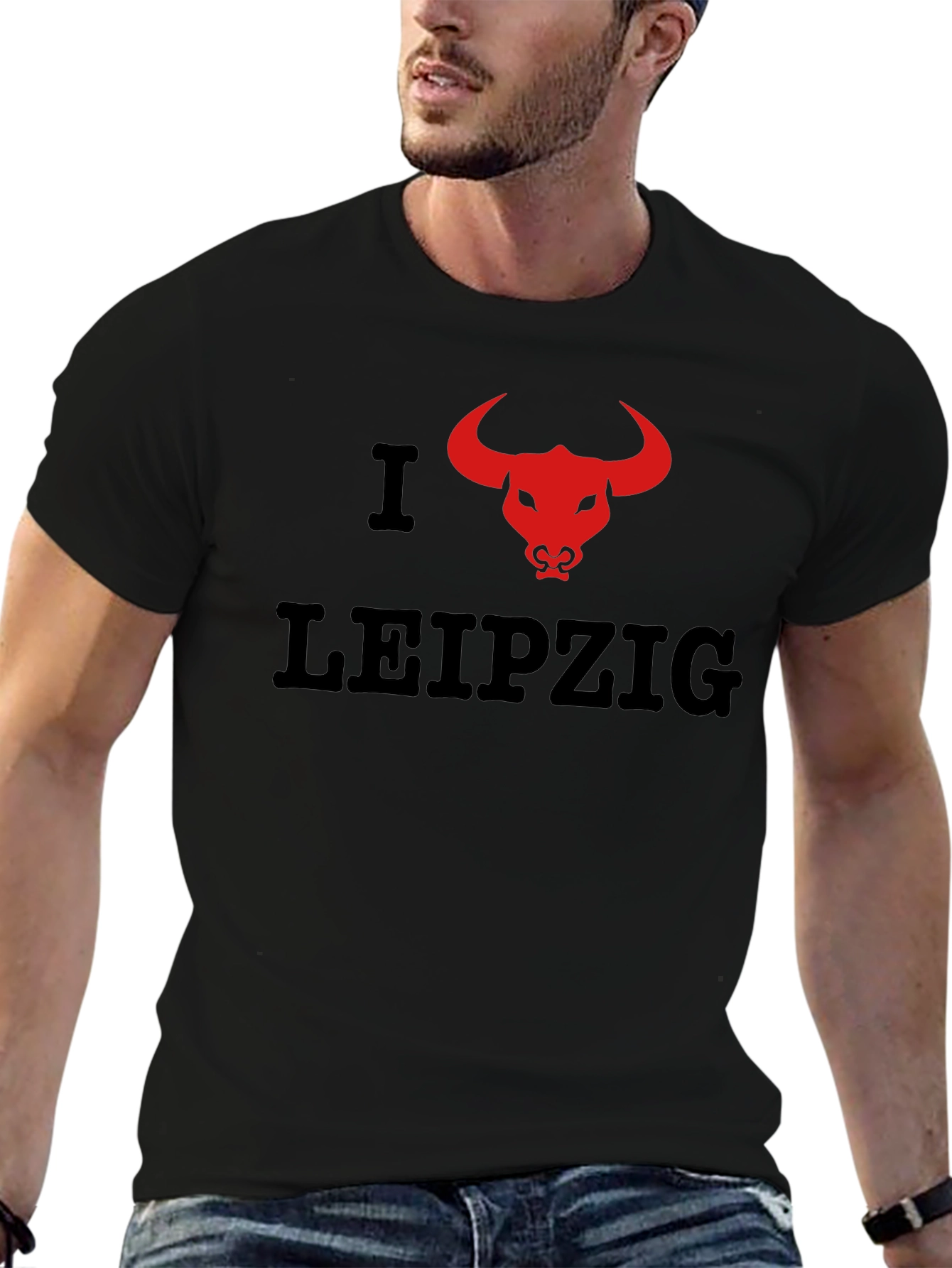 I Love Leipzig Red Bull T-Shirt - Black