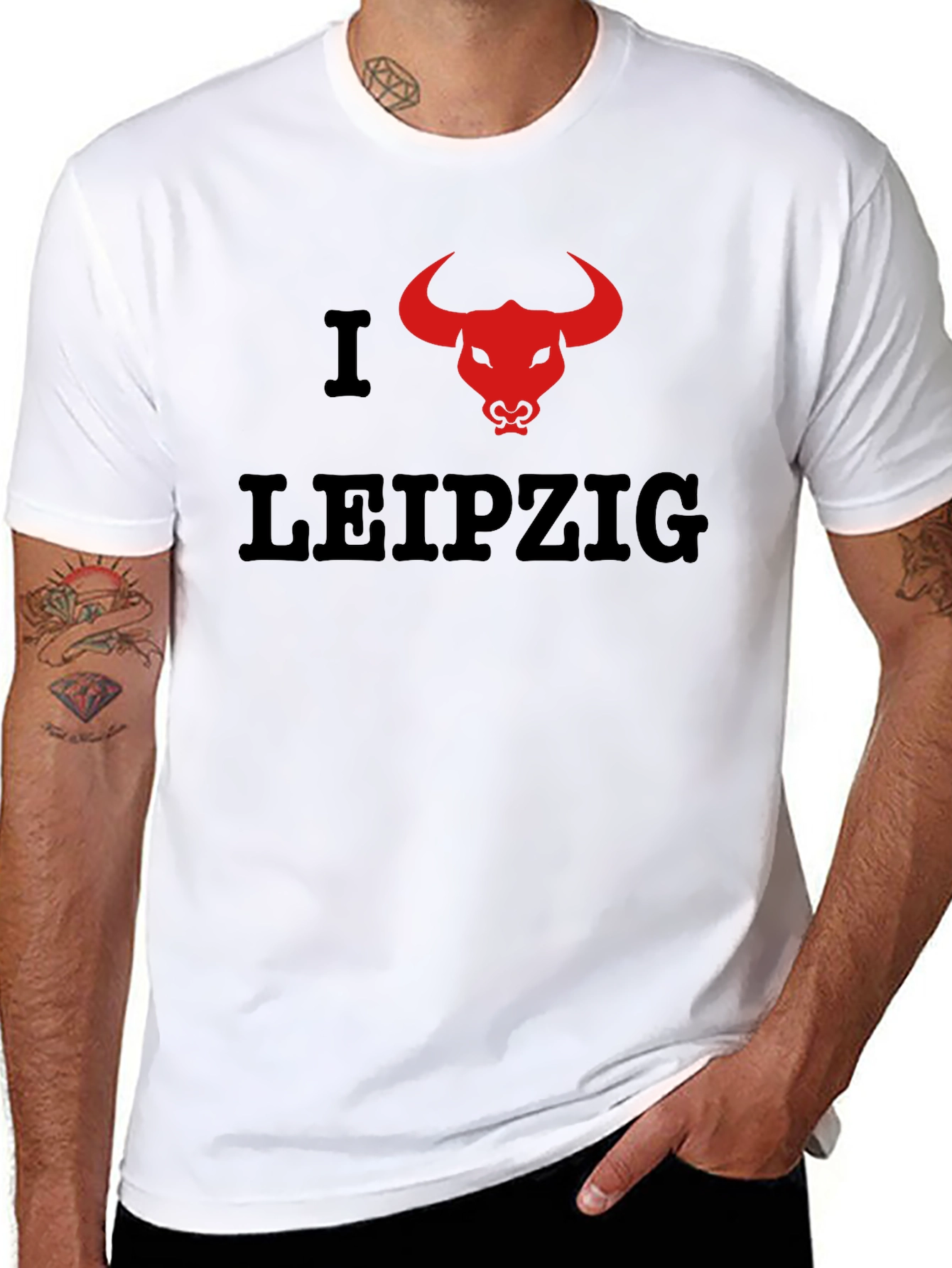 I Love Leipzig Red Bull T-Shirt - Black