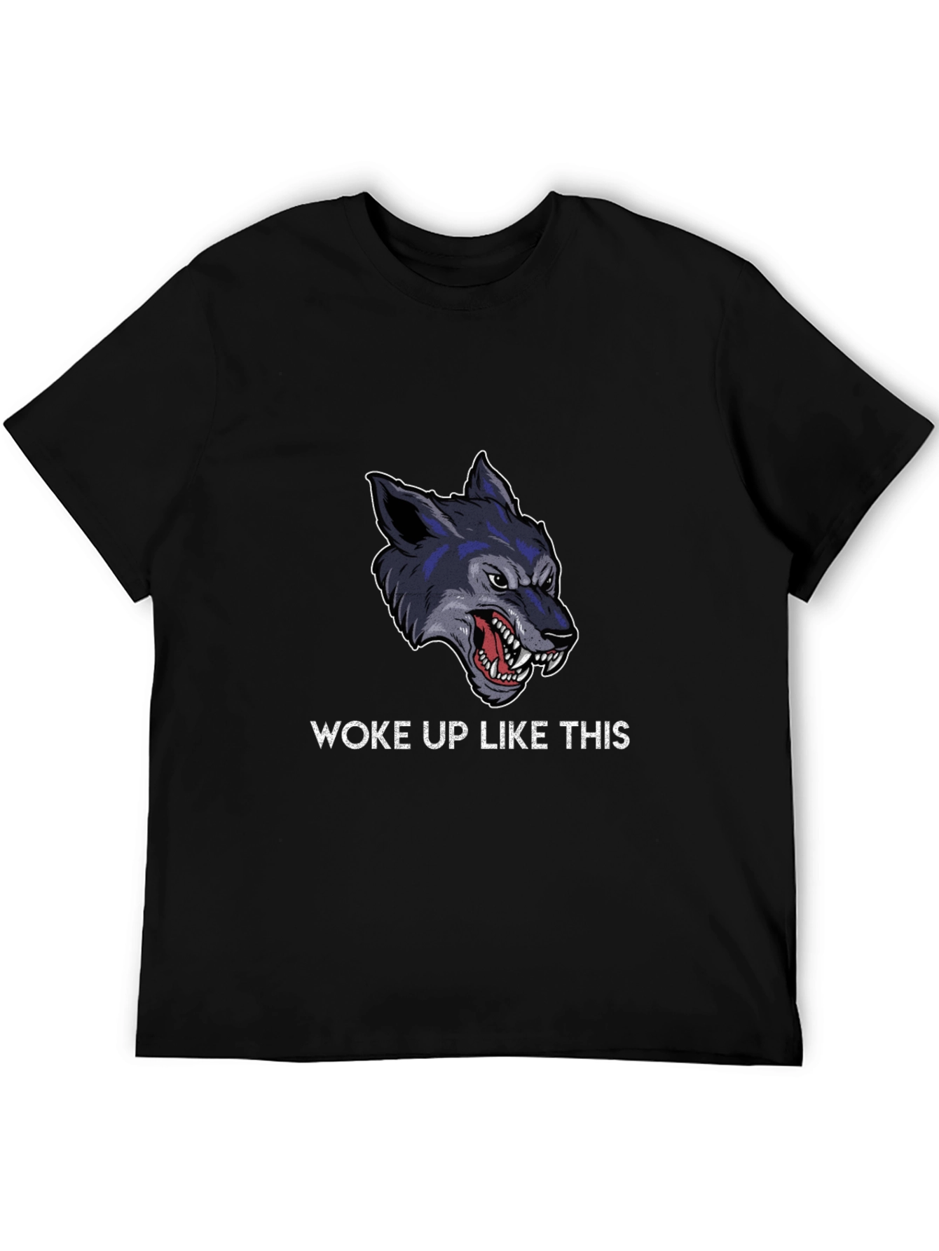 Woke Up Like This Wolf Graphic Tee - Black