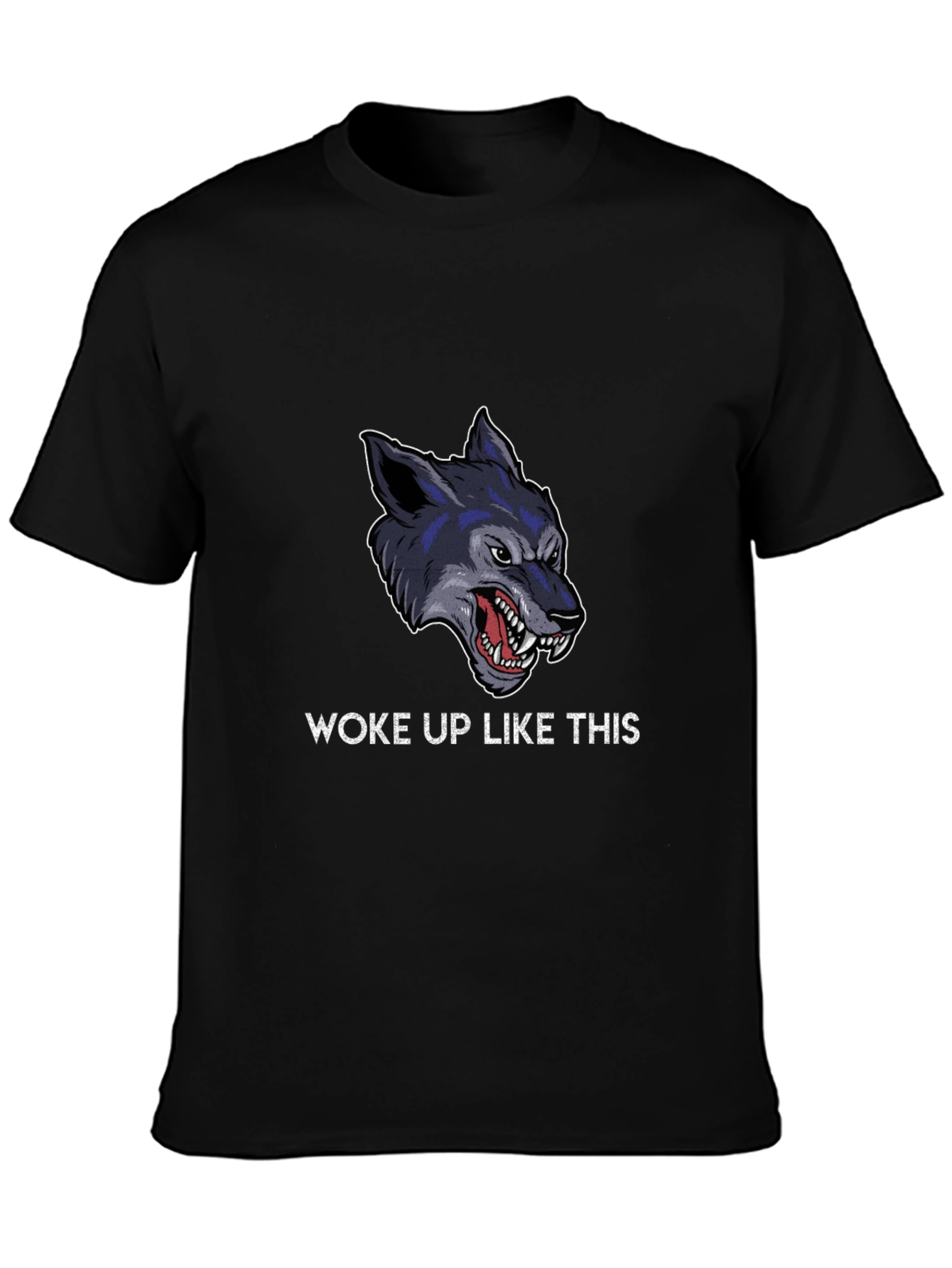 Woke Up Like This Wolf Graphic Tee - Black