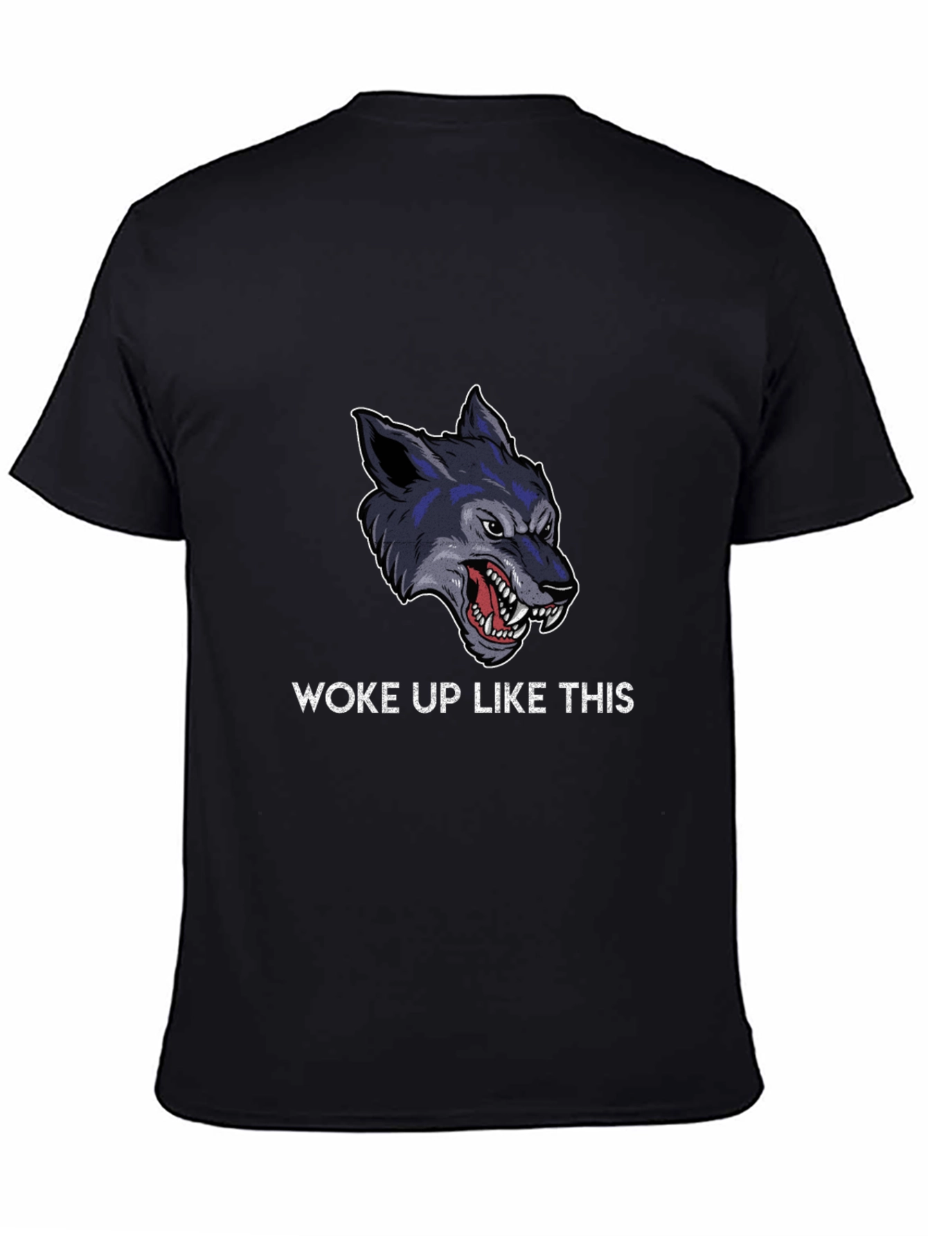 Woke Up Like This Wolf Graphic Tee - Black