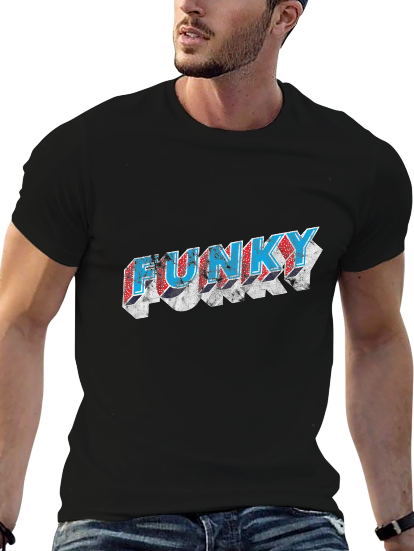 Funky Graphic Black T-Shirt - Unique Design