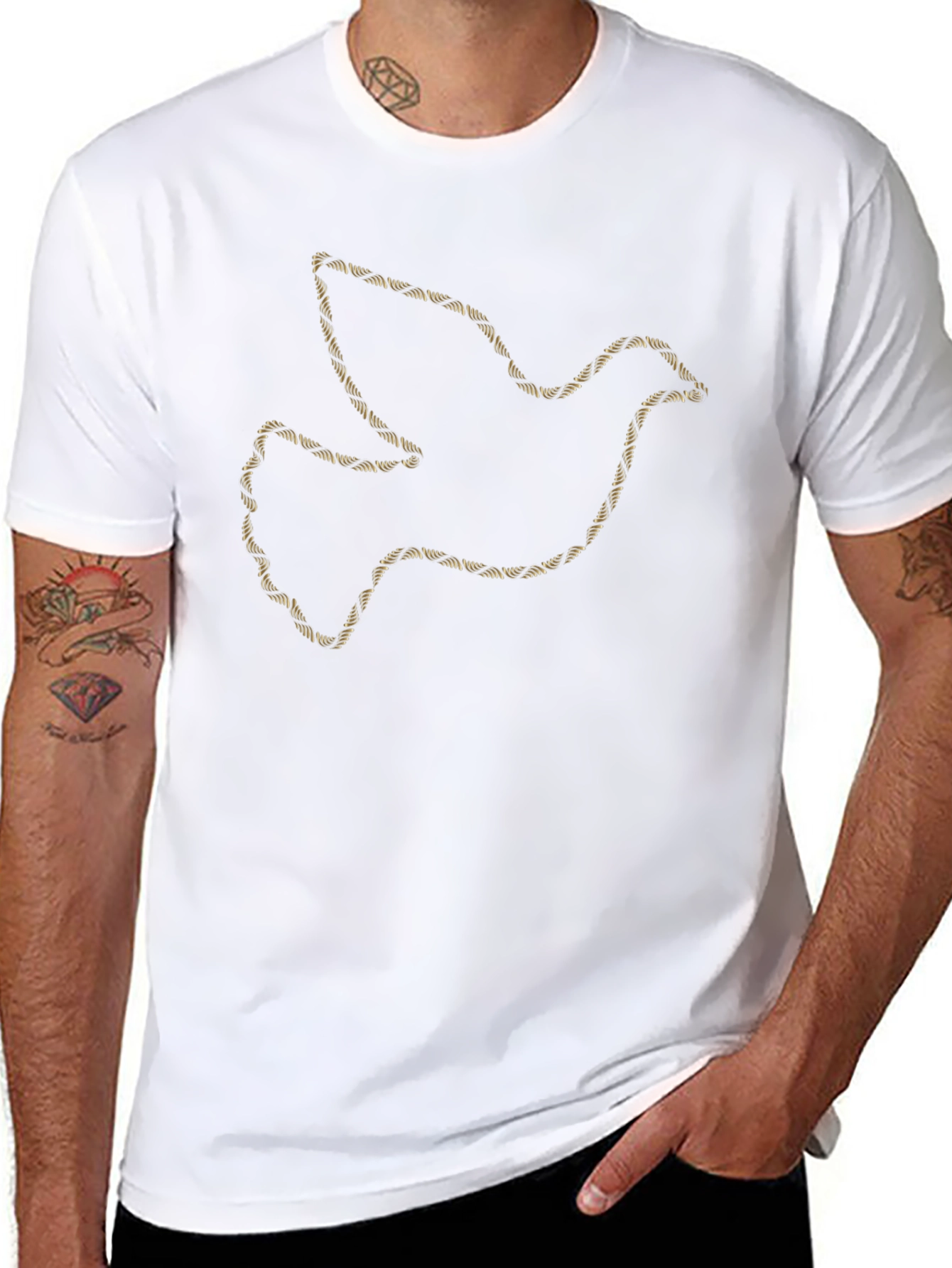 Dove Outline Graphic Print Black T-Shirt