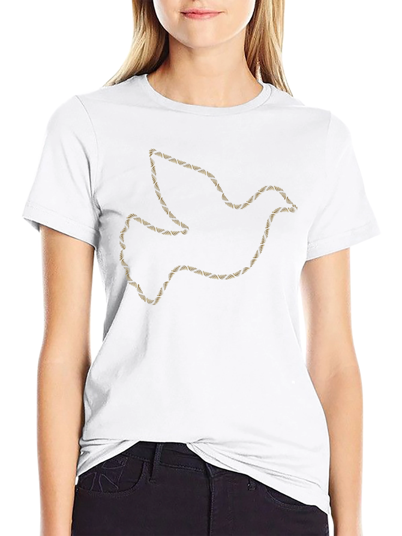 Dove Outline Graphic Print Black T-Shirt