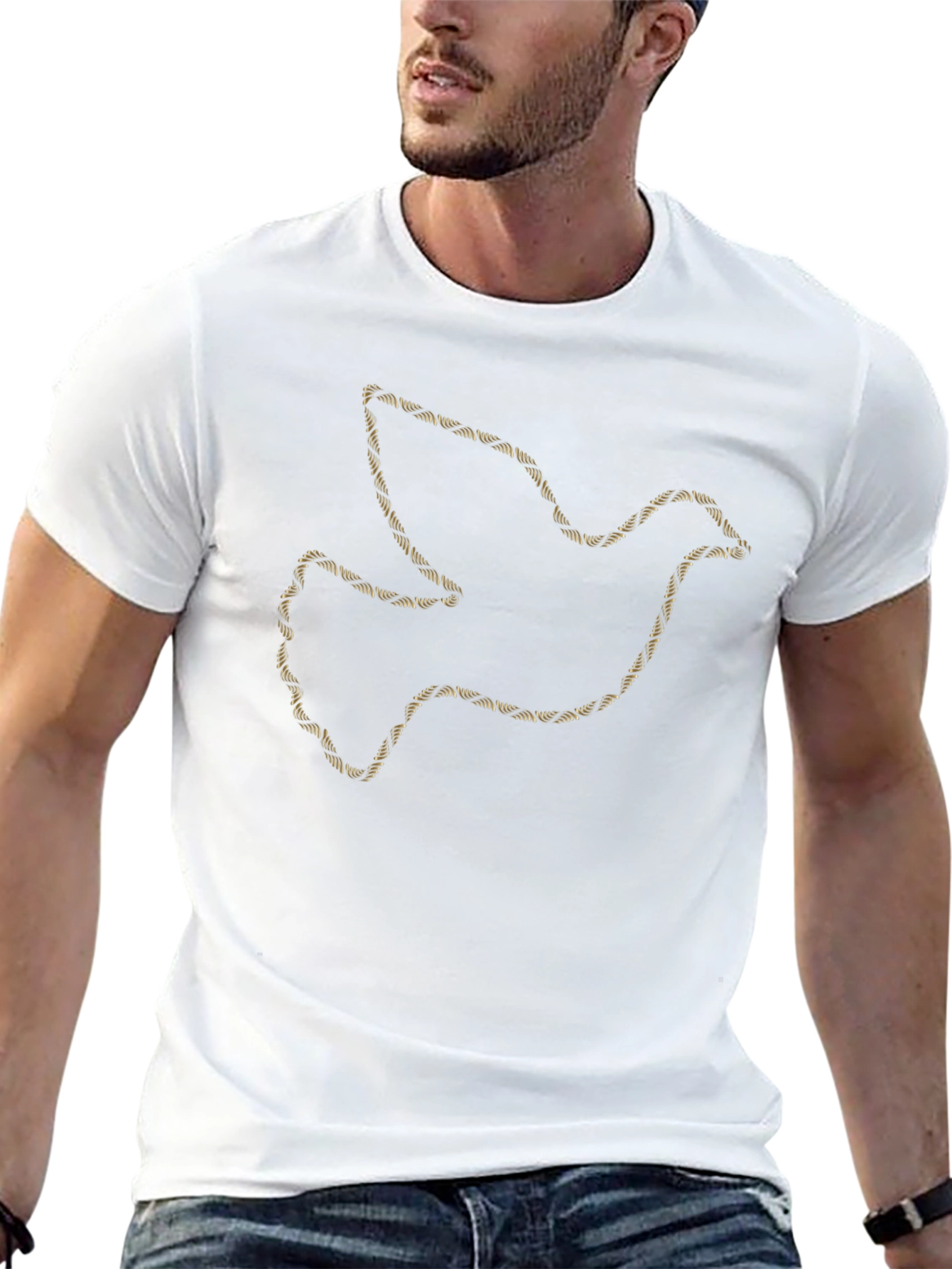 Dove Outline Graphic Print Black T-Shirt