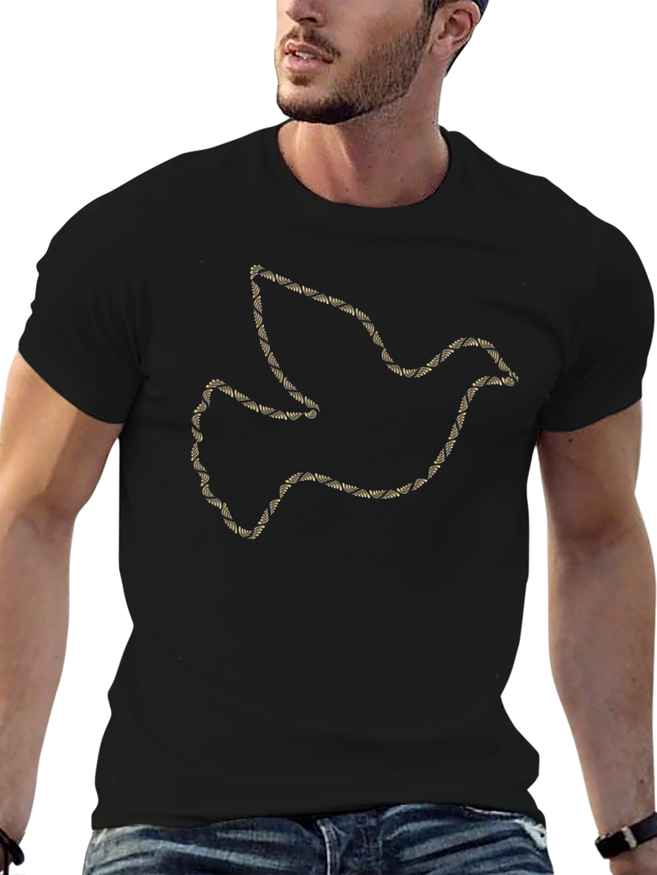 Dove Outline Graphic Print Black T-Shirt