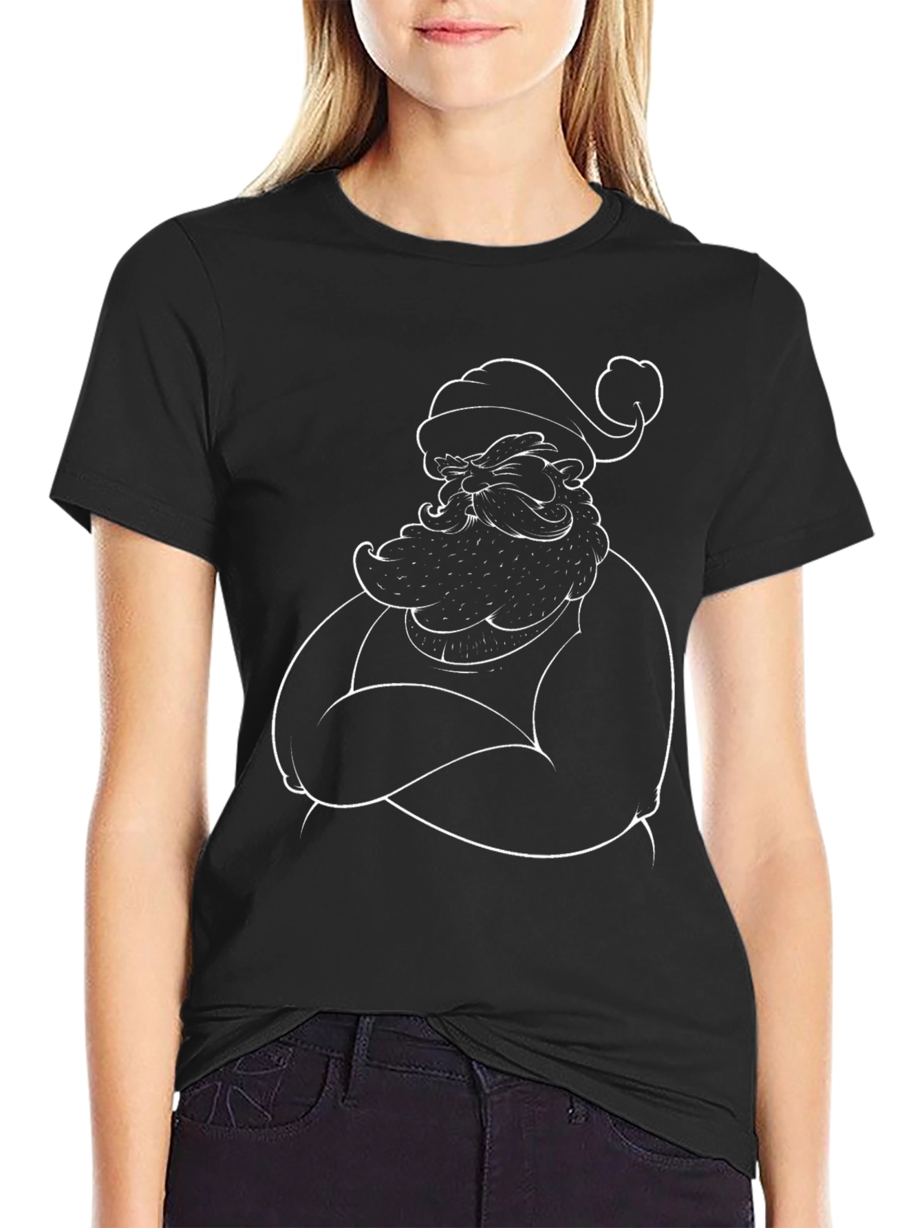 Black Santa Claus Graphic Tee - Holiday Style