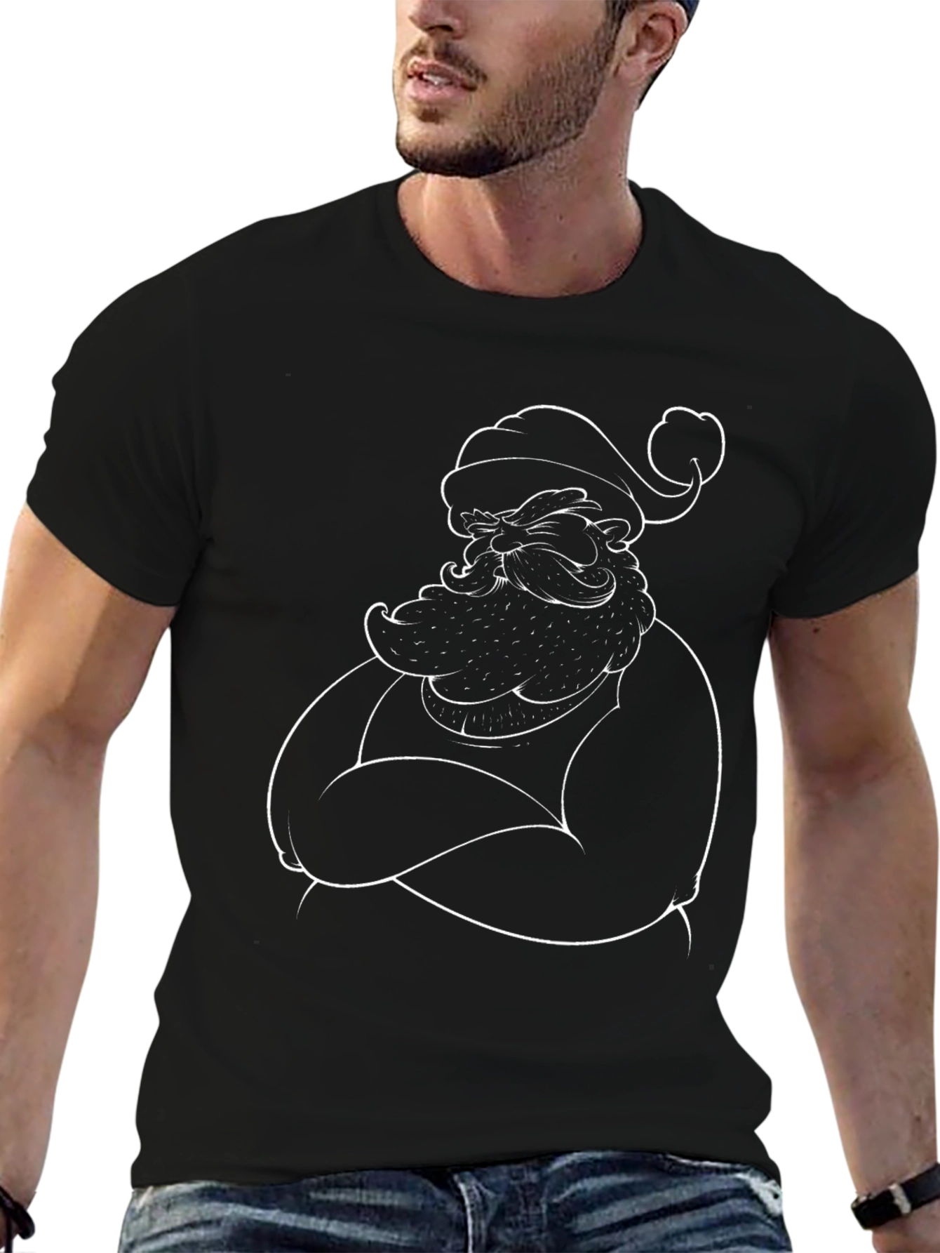Black Santa Claus Graphic Tee - Holiday Style