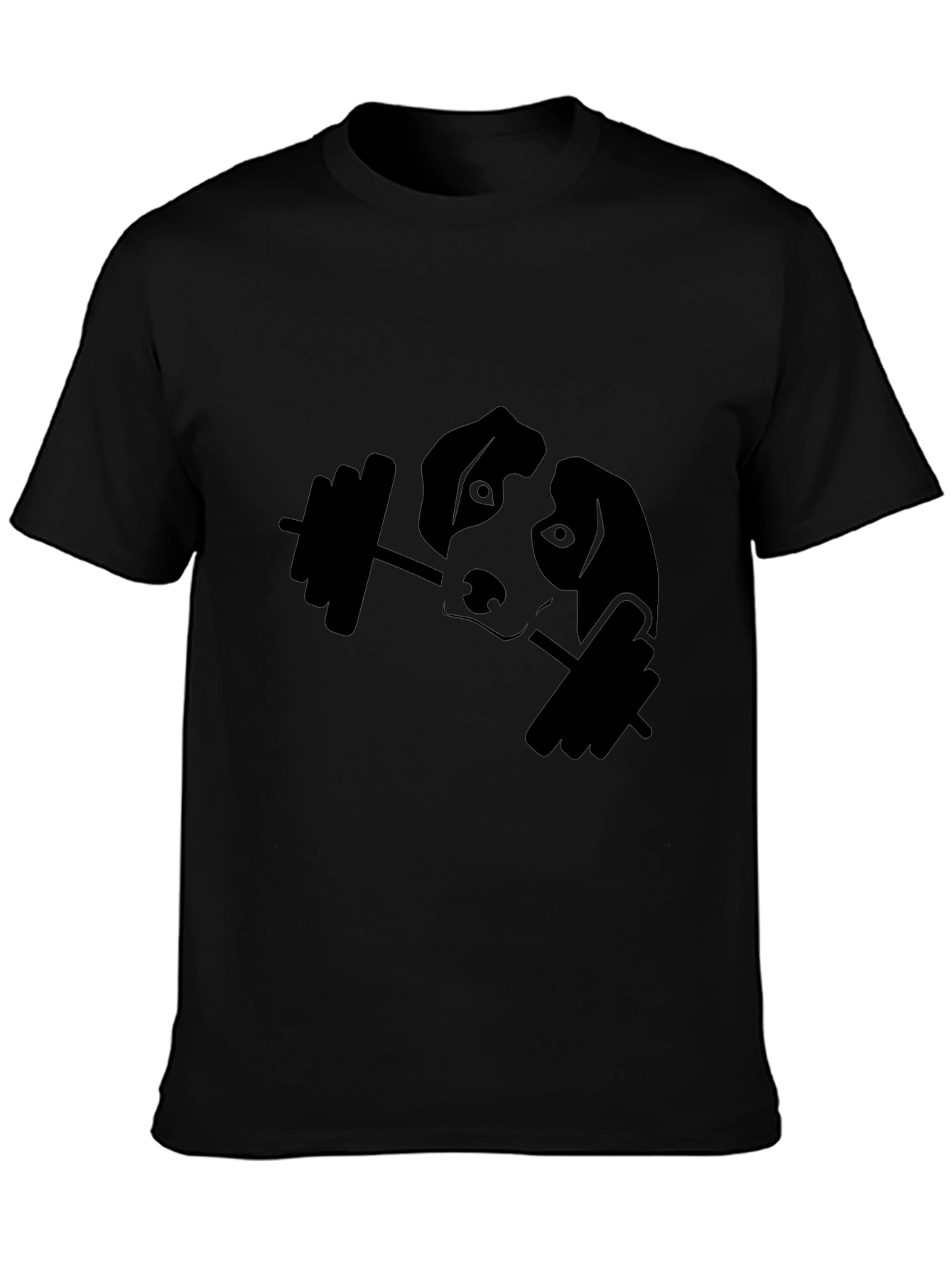 Dog Lifting Weights Graphic Tee - Black Cotton T-Shirt