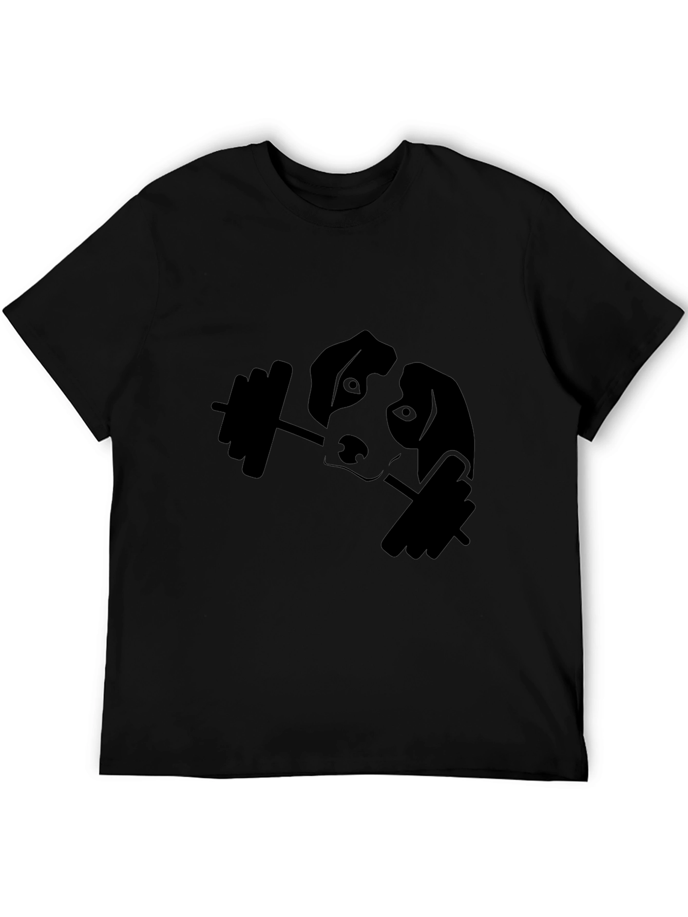 Dog Lifting Weights Graphic Tee - Black Cotton T-Shirt