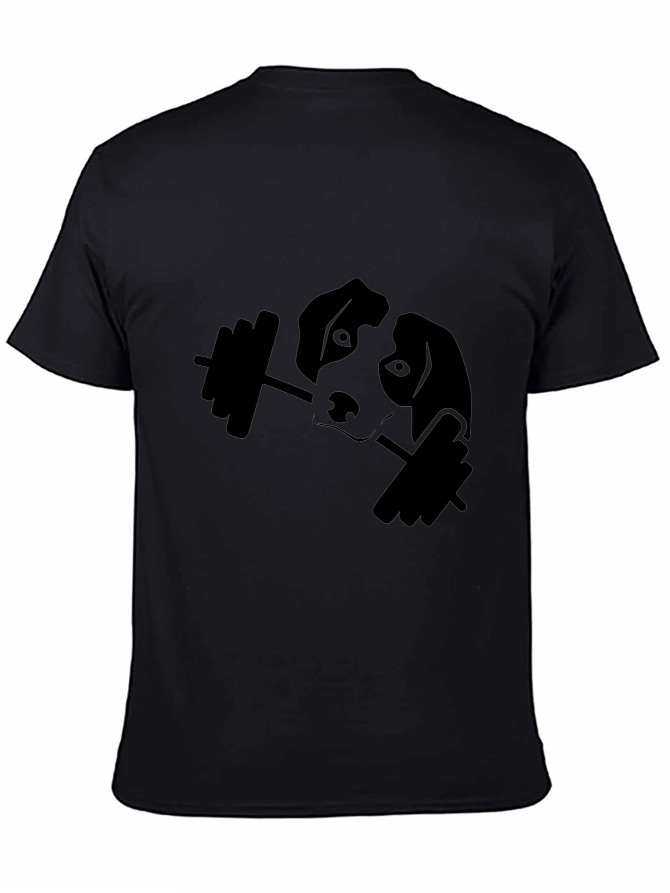 Dog Lifting Weights Graphic Tee - Black Cotton T-Shirt