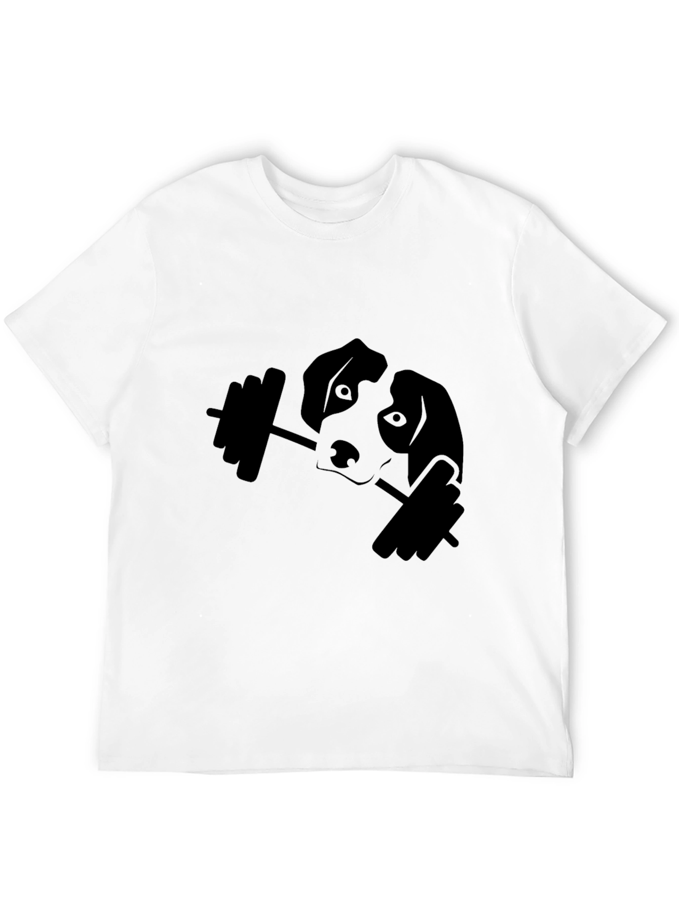 Dog Lifting Weights Graphic Tee - Black Cotton T-Shirt