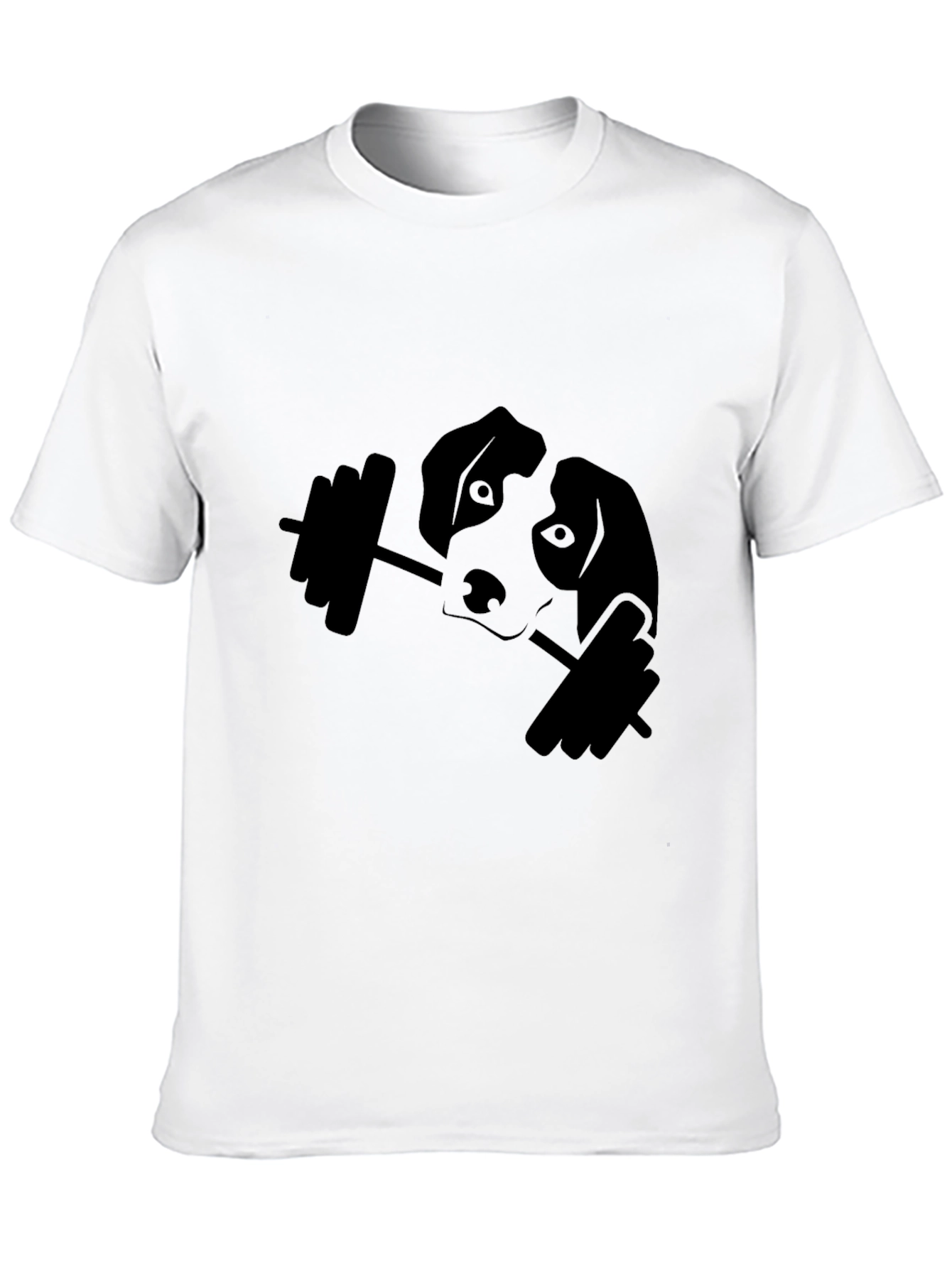 Dog Lifting Weights Graphic Tee - Black Cotton T-Shirt