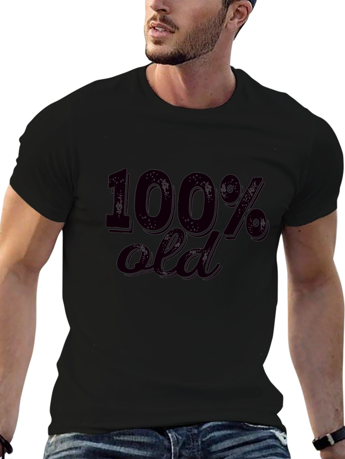 100% Old Black Graphic Tee