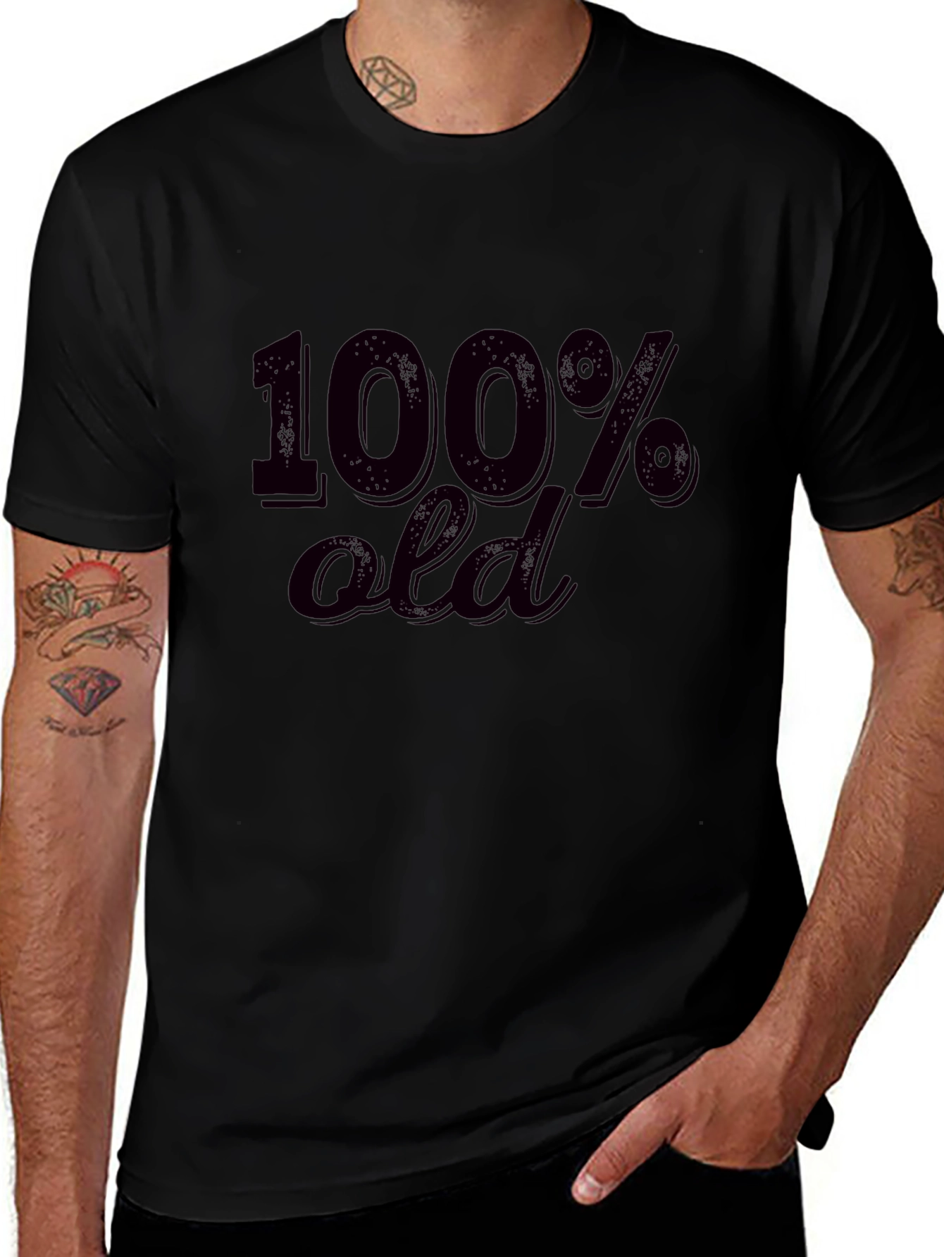 100% Old Black Graphic Tee