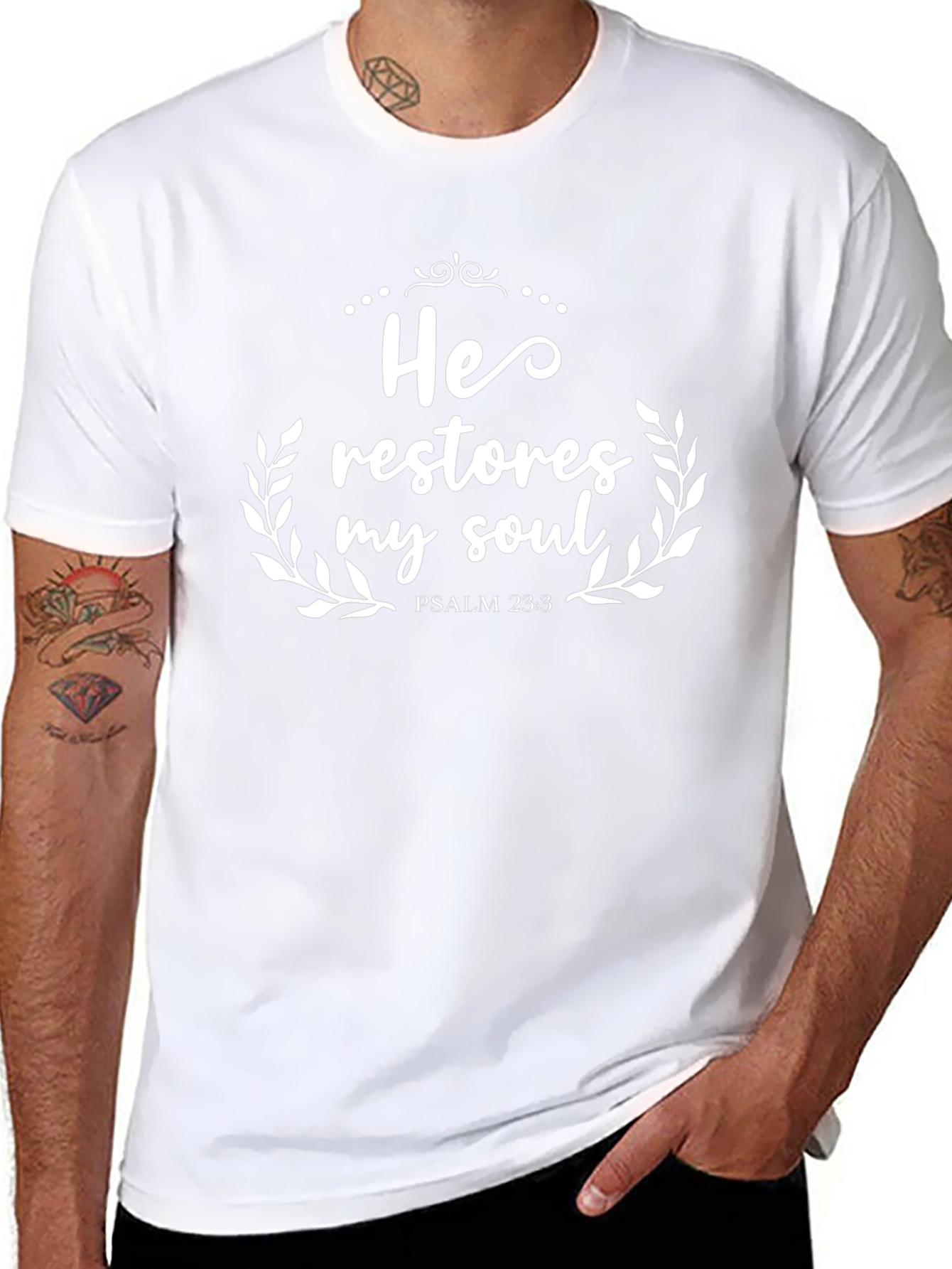 He Restores My Soul Black Christian T-Shirt