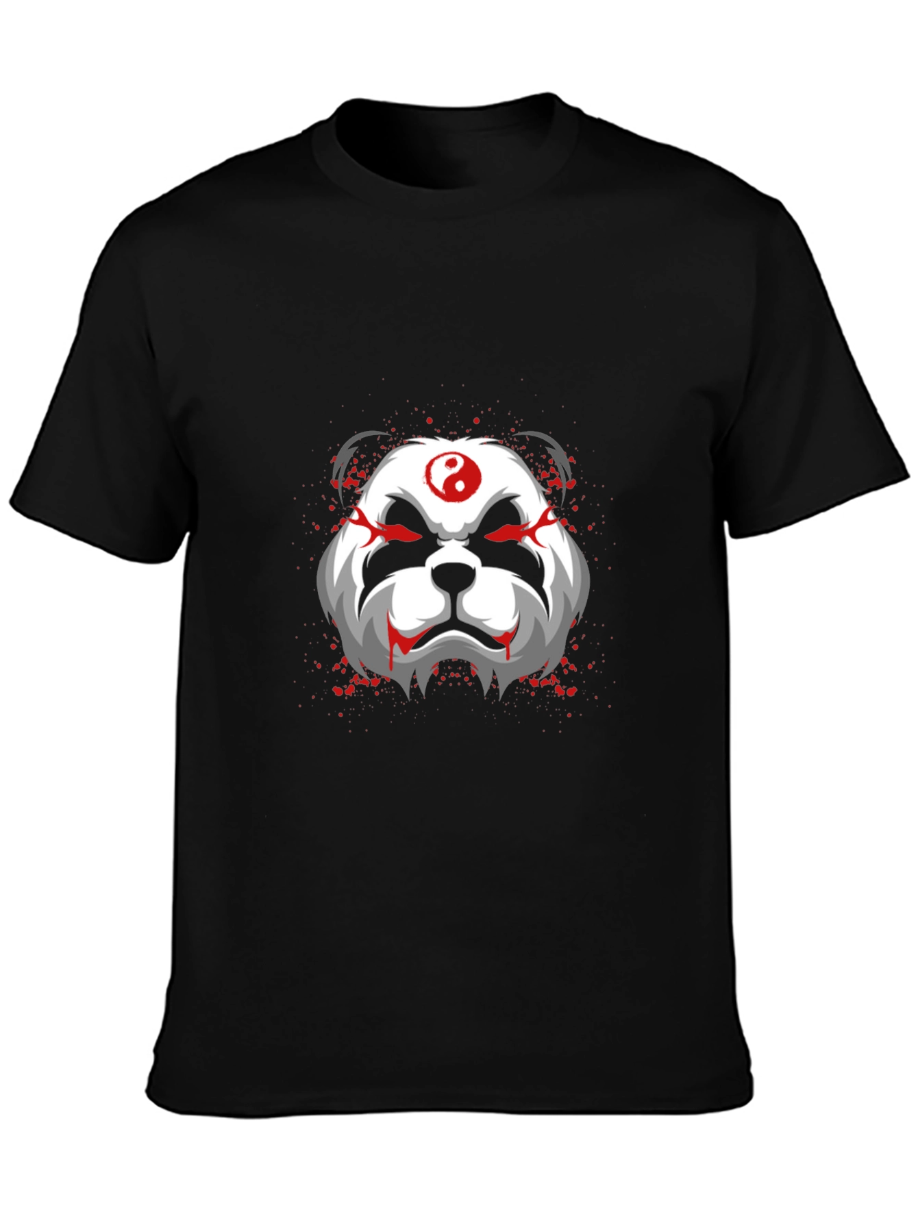 Evil Panda Graphic Print Black T-Shirt