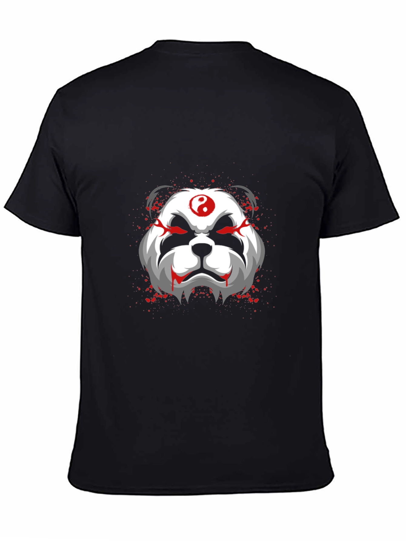 Evil Panda Graphic Print Black T-Shirt
