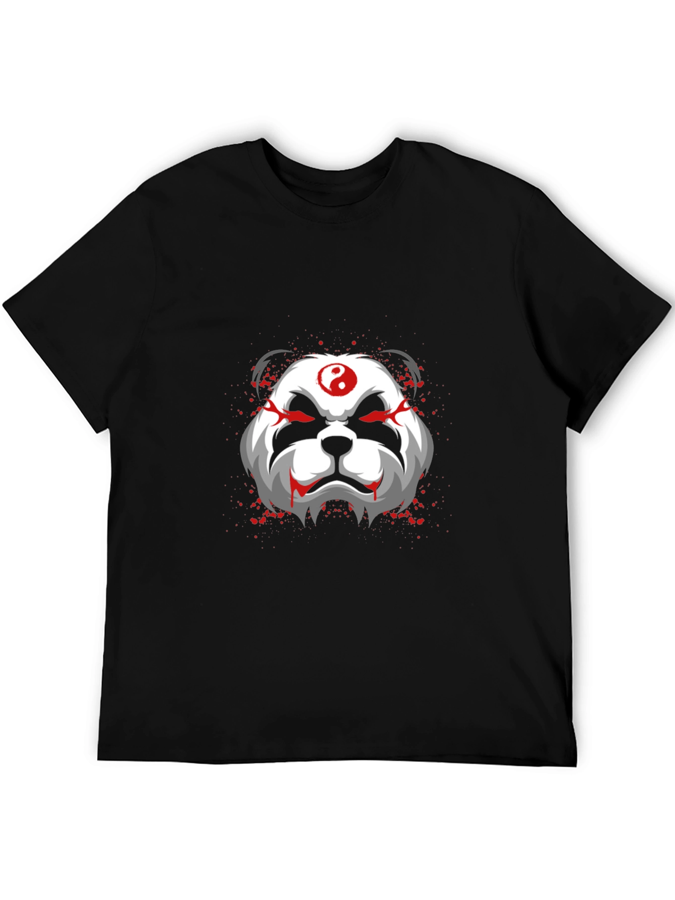 Evil Panda Graphic Print Black T-Shirt