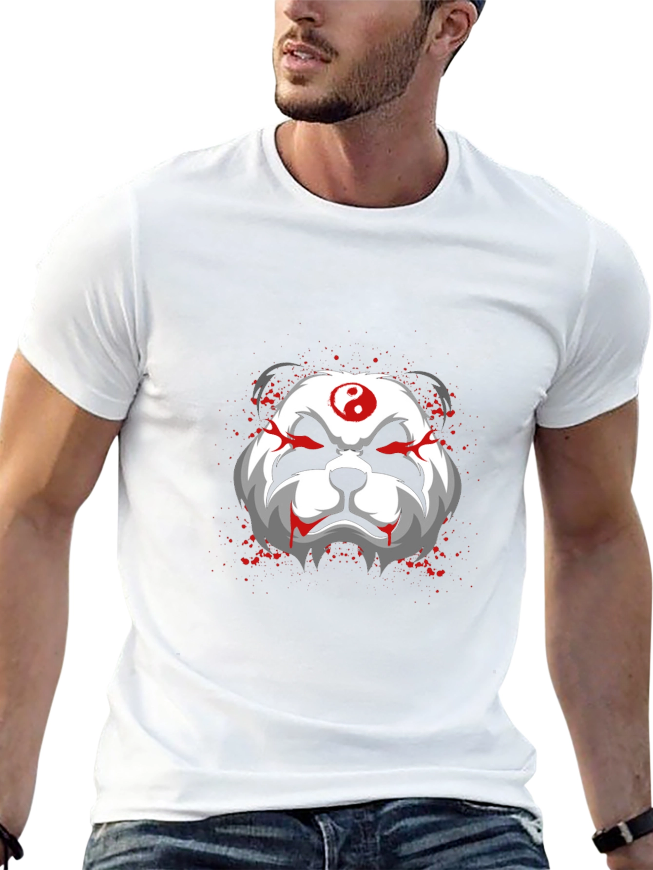 Evil Panda Graphic Print Black T-Shirt