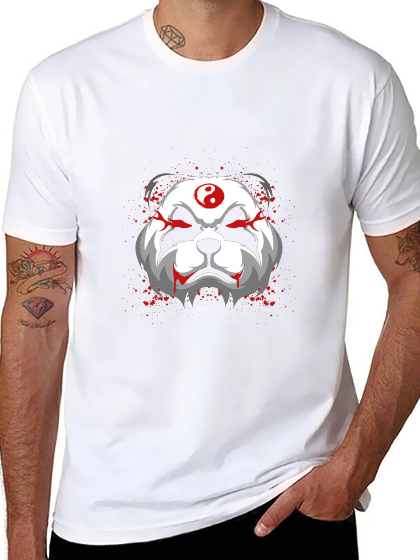 Evil Panda Graphic Print Black T-Shirt