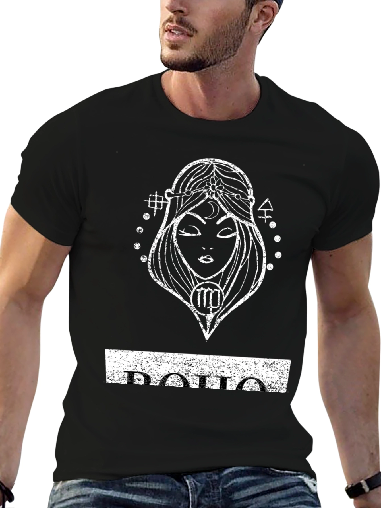 Virgo Zodiac Distressed Graphic Tee - Black