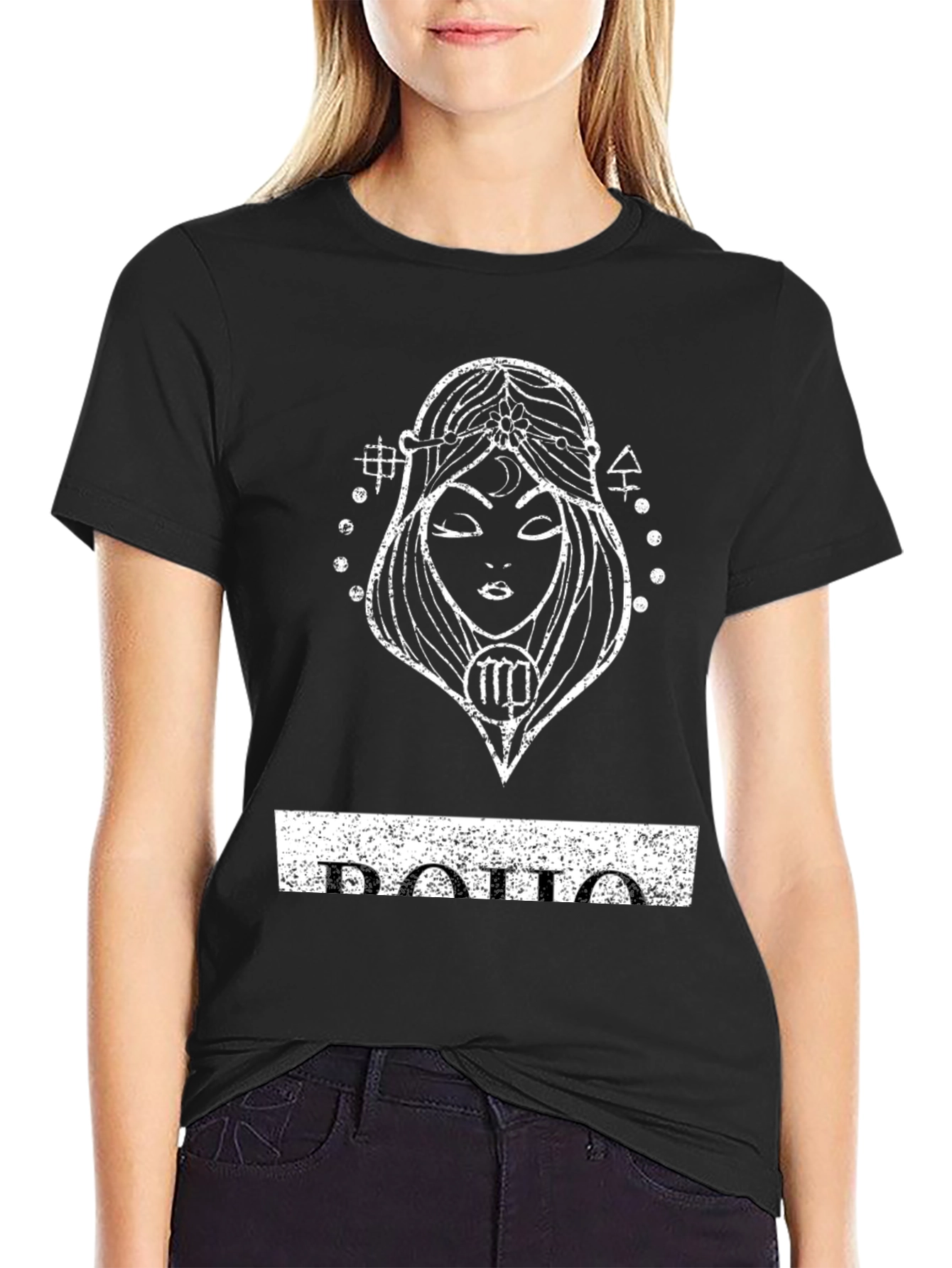Virgo Zodiac Distressed Graphic Tee - Black