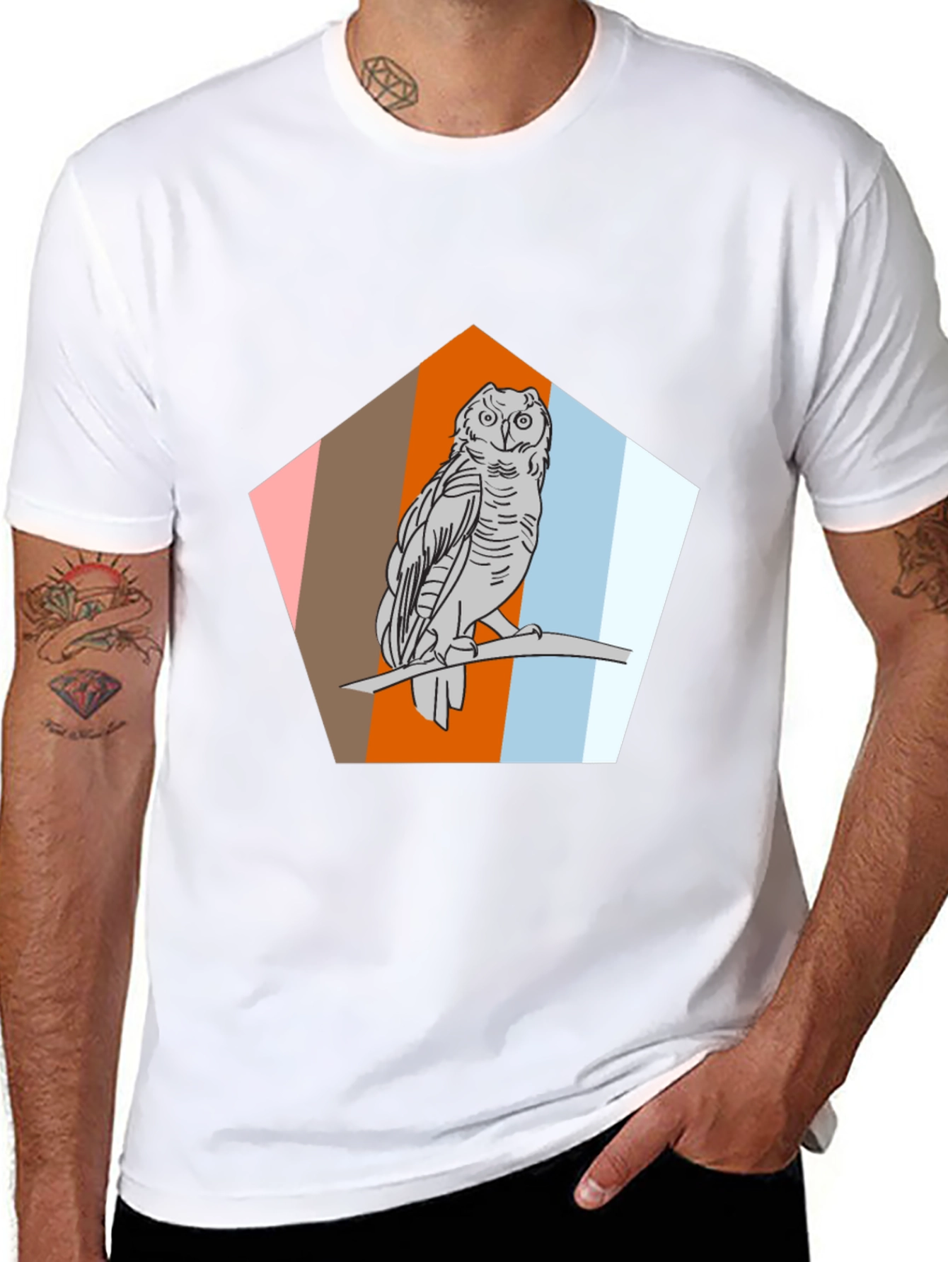 Owl Graphic Print Black T-Shirt