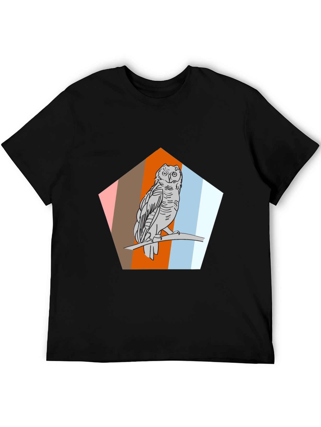 Owl Graphic Print Black T-Shirt