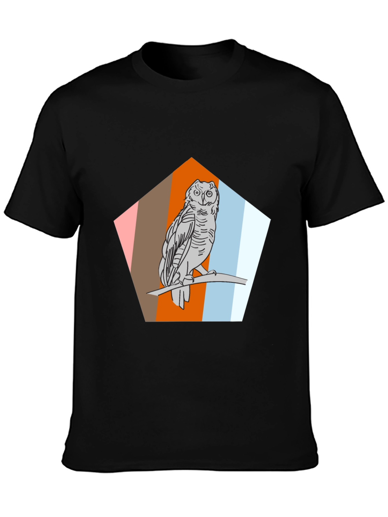Owl Graphic Print Black T-Shirt