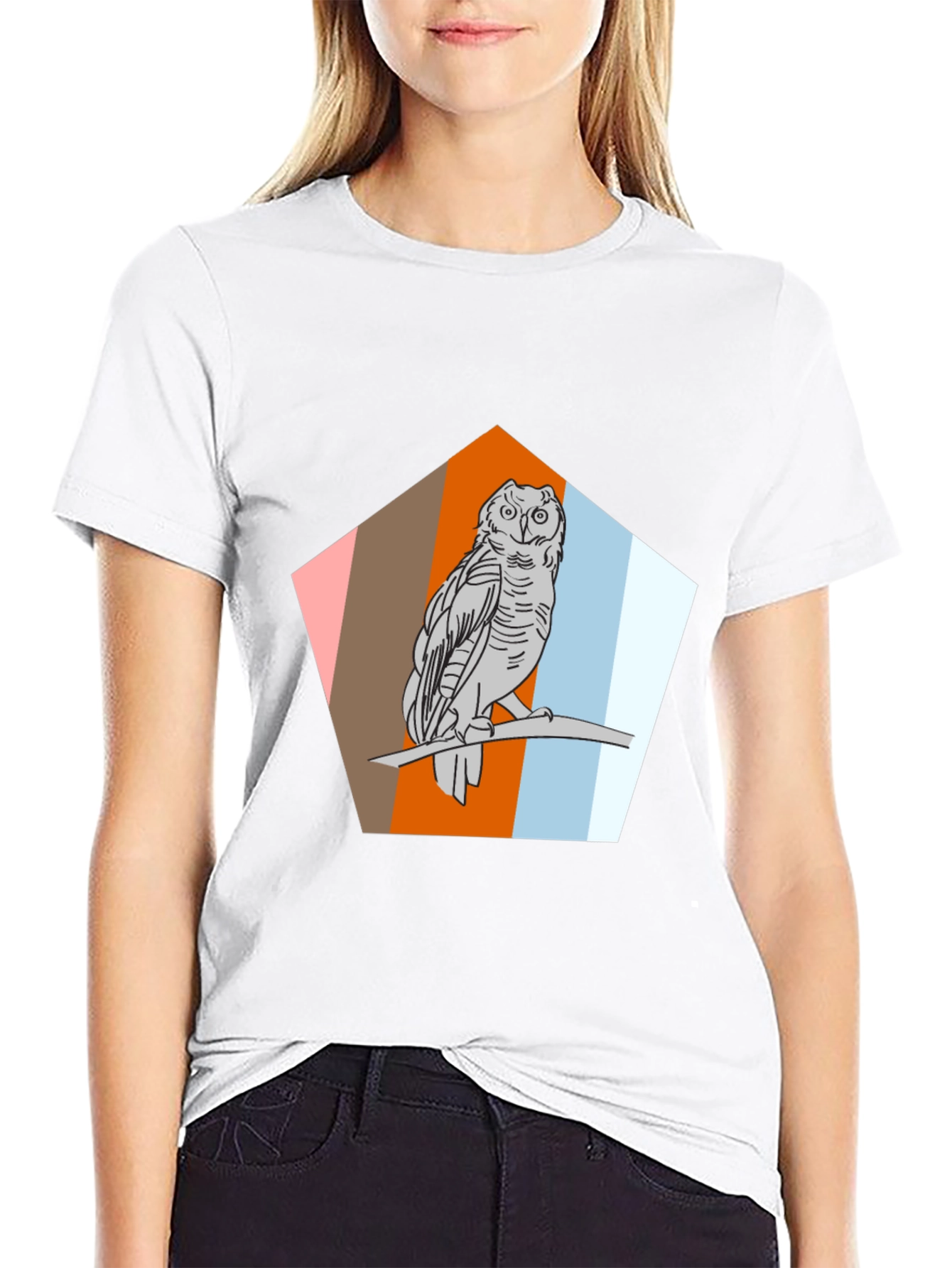 Owl Graphic Print Black T-Shirt