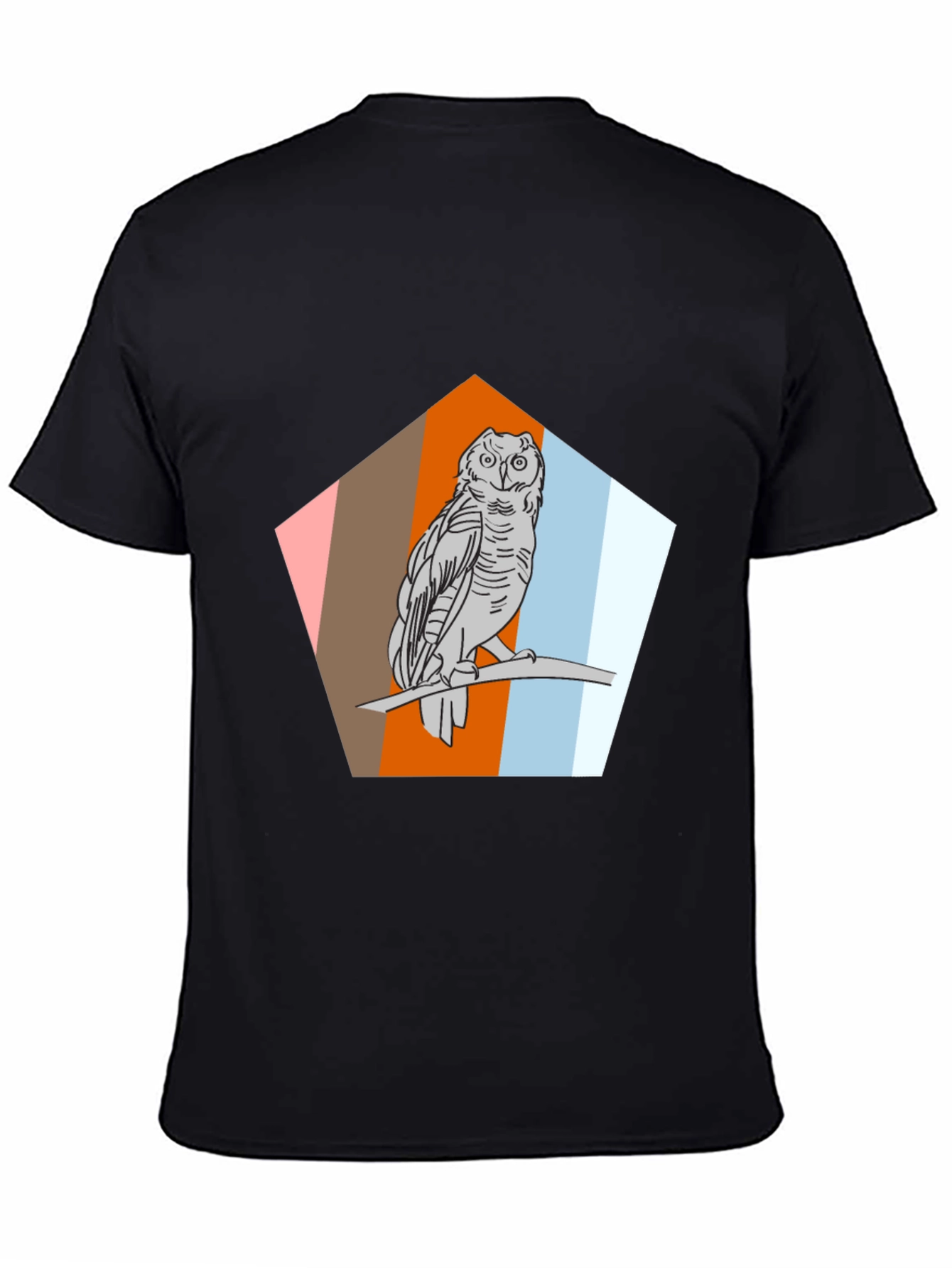 Owl Graphic Print Black T-Shirt