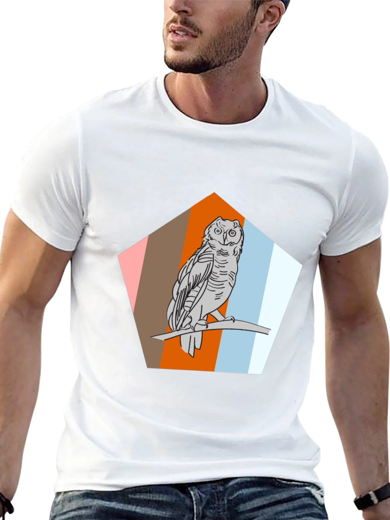 Owl Graphic Print Black T-Shirt