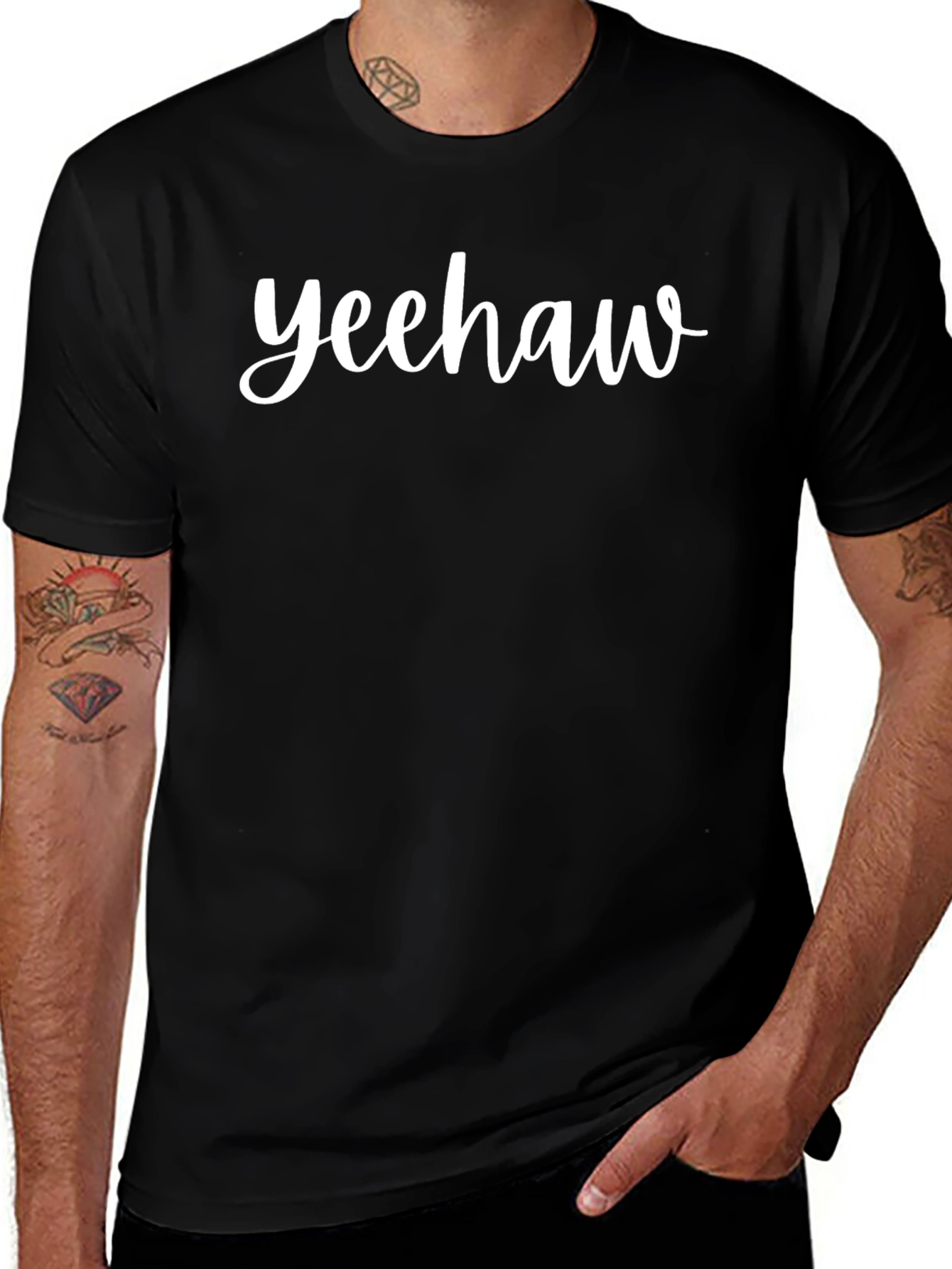 Yeehaw Graphic Tee - Black Cotton Casual Shirt