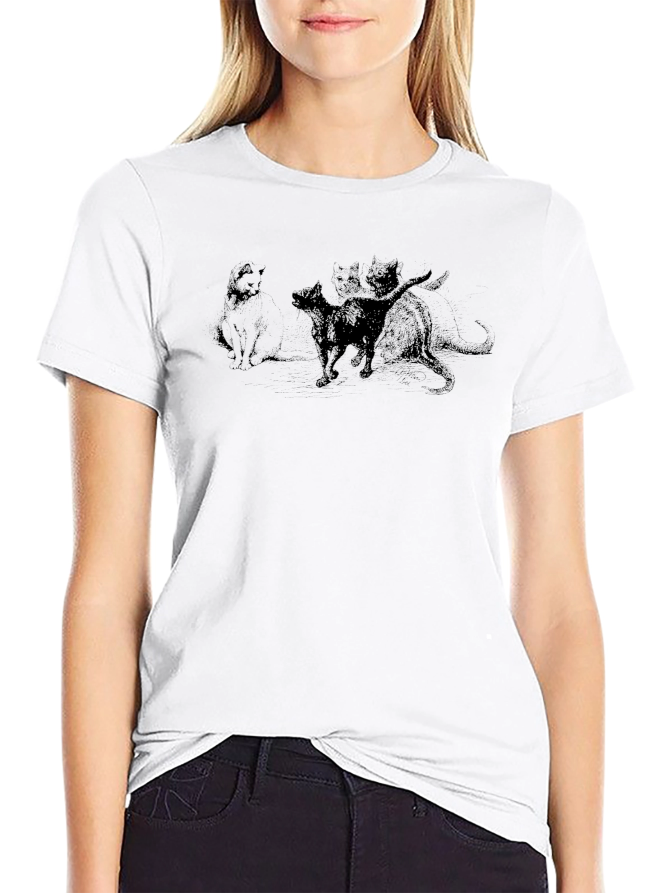 Cats Black T-Shirt Unisex