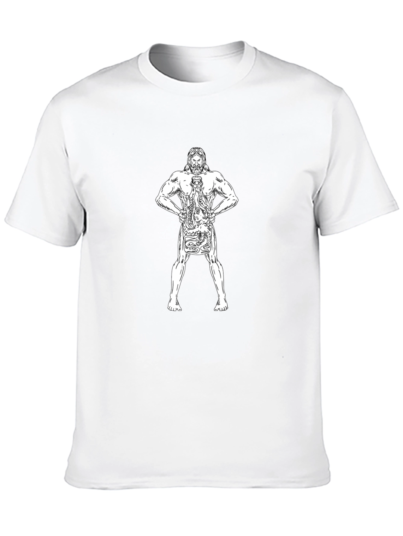 Poseidon Holding Octopus Tattoo Style T-Shirt