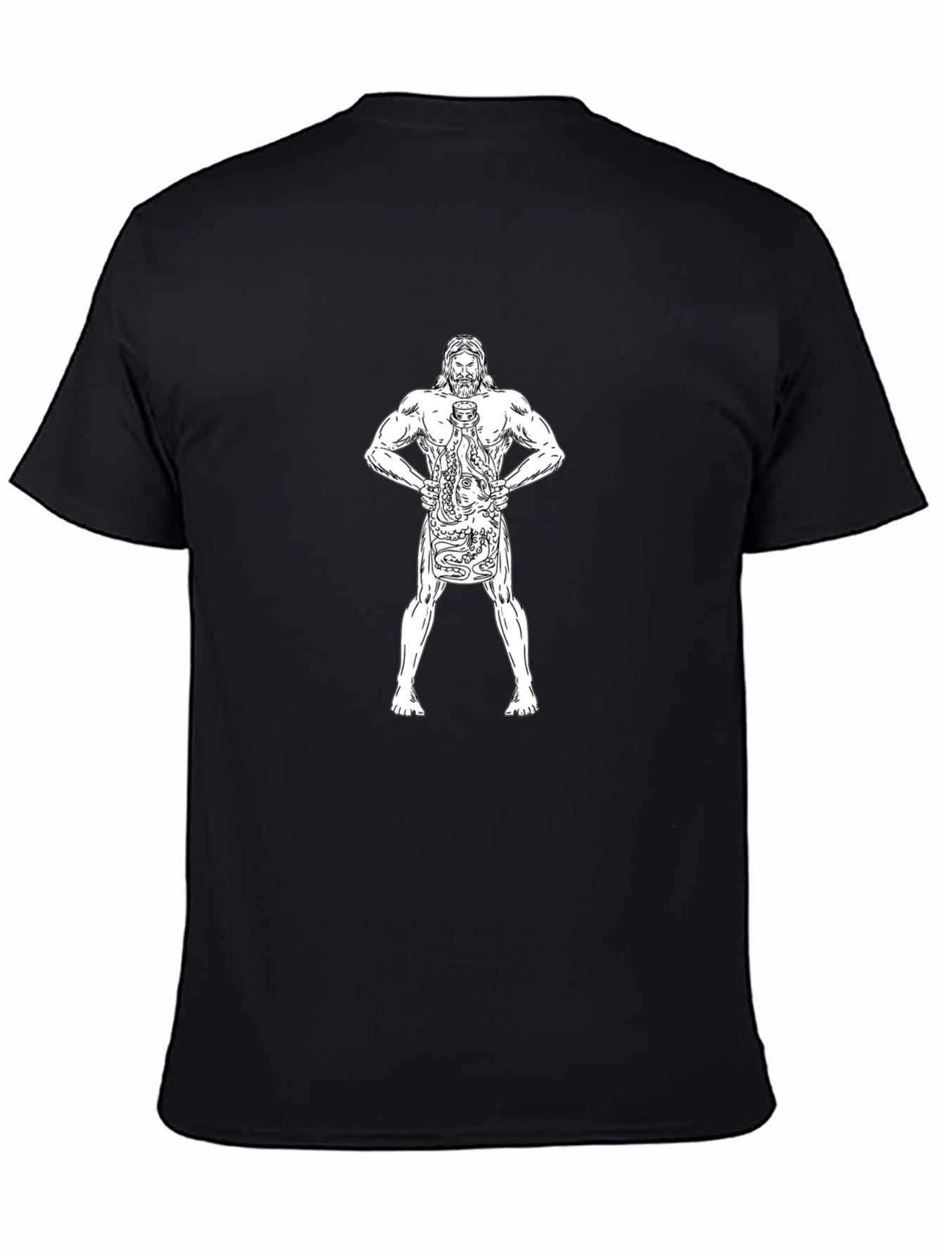 Poseidon Holding Octopus Tattoo Style T-Shirt