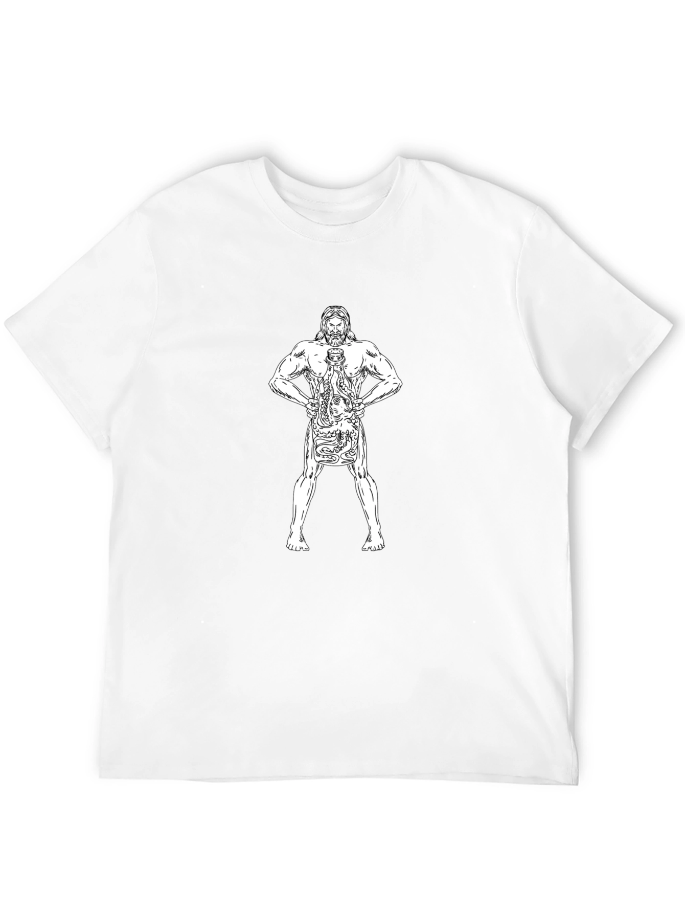Poseidon Holding Octopus Tattoo Style T-Shirt