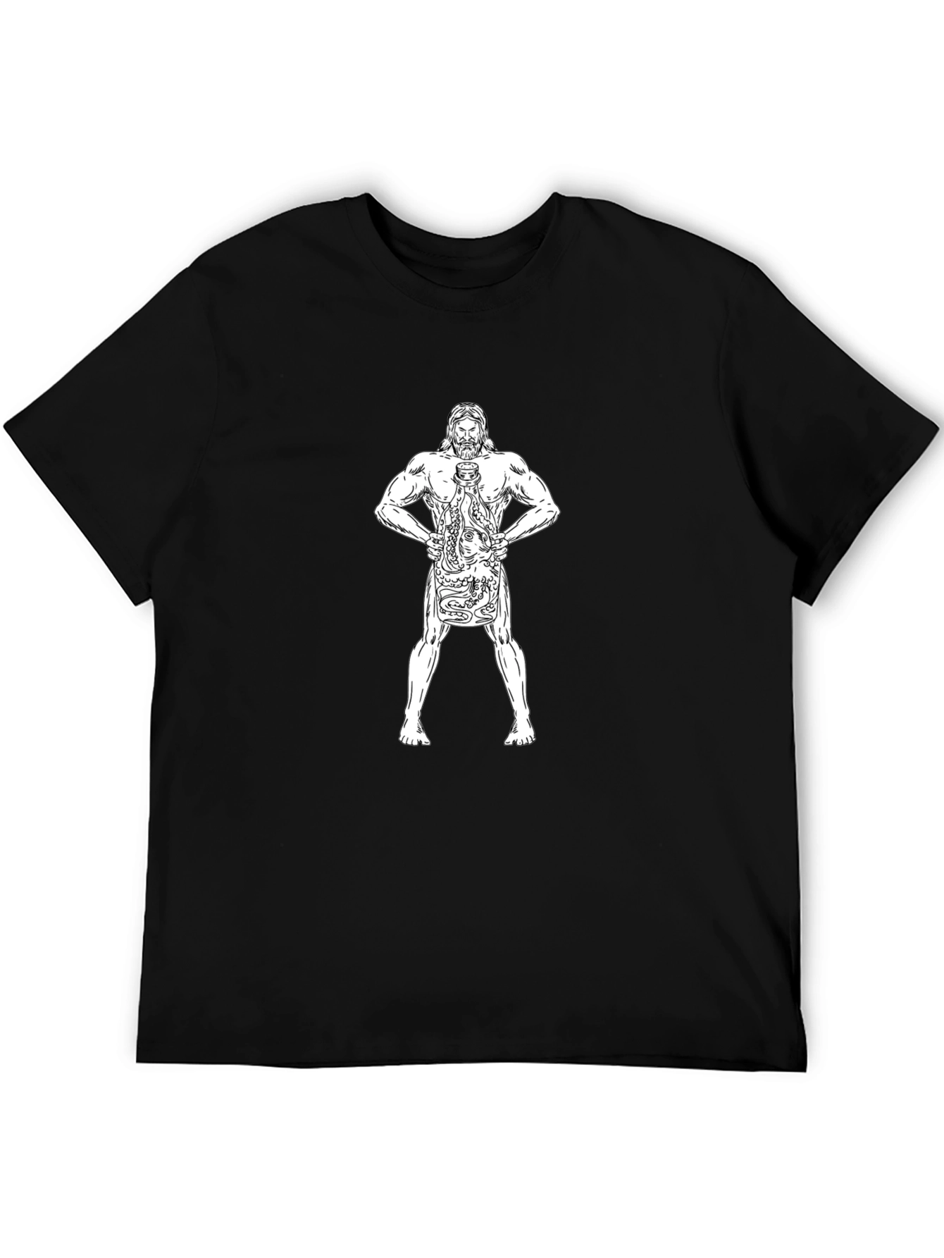 Poseidon Holding Octopus Tattoo Style T-Shirt
