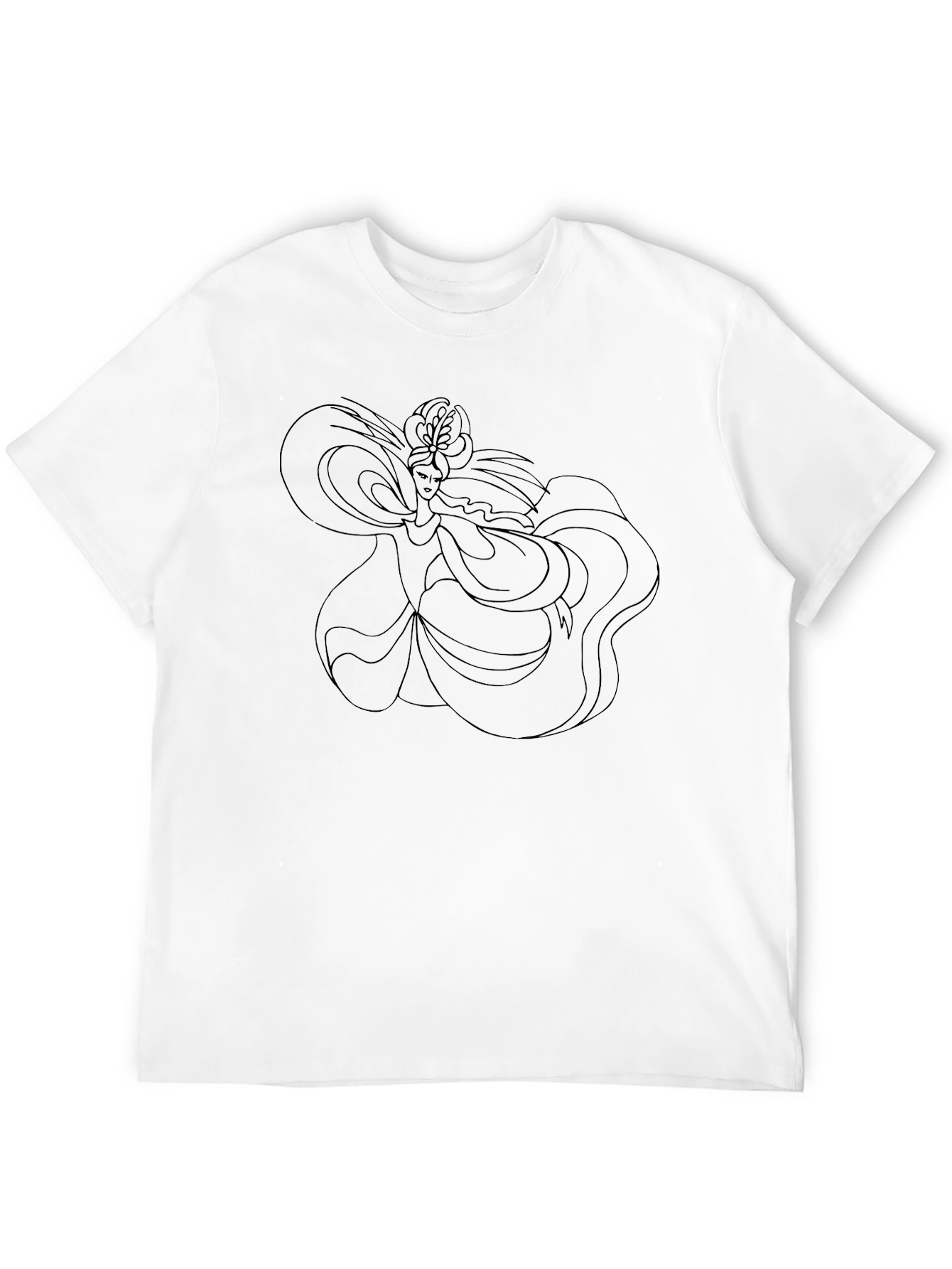 Elegant Black Tee with Artistic Woman Graphic