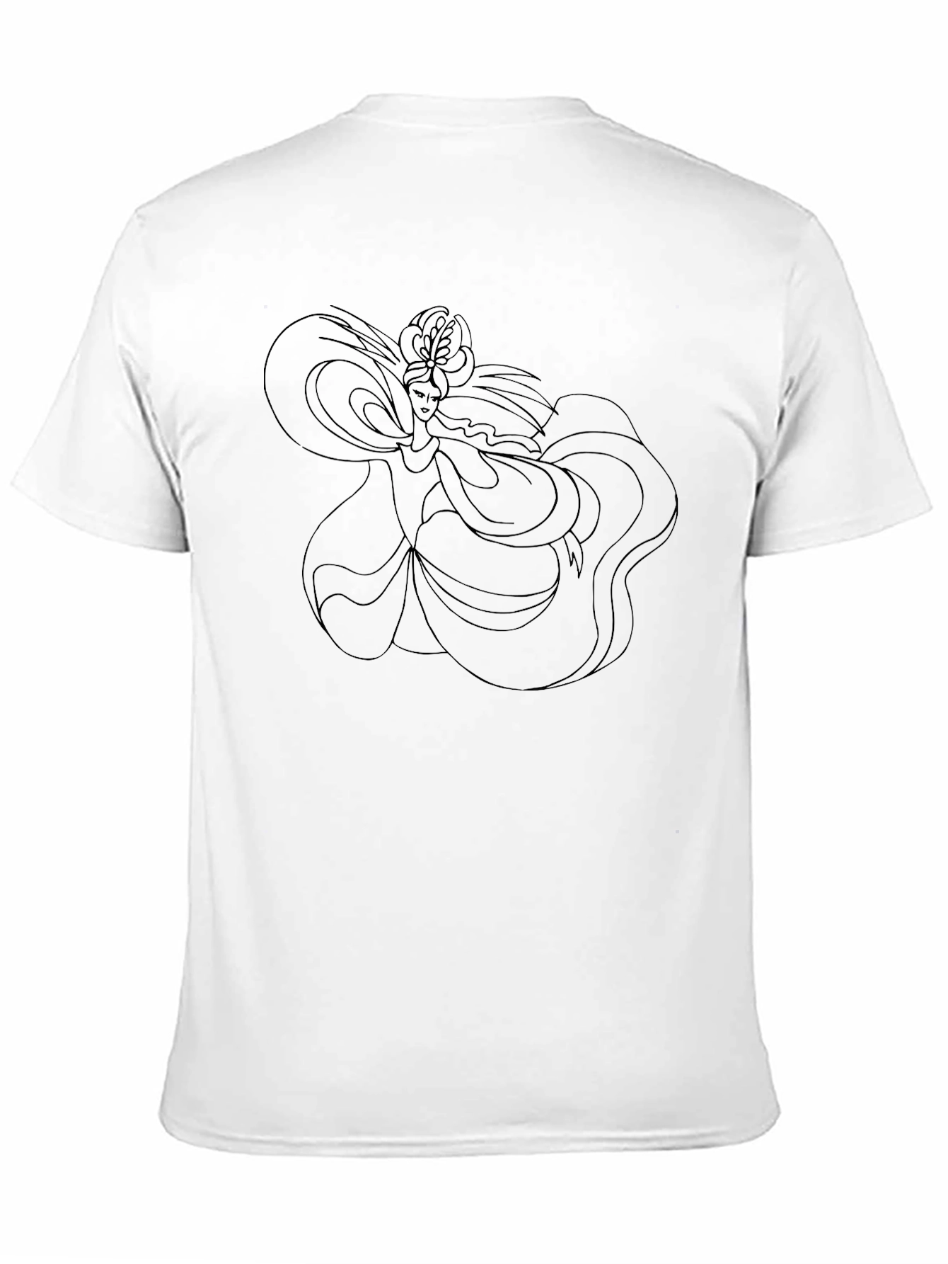 Elegant Black Tee with Artistic Woman Graphic