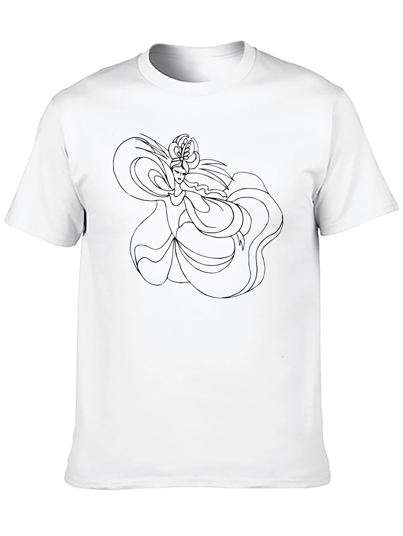 Elegant Black Tee with Artistic Woman Graphic