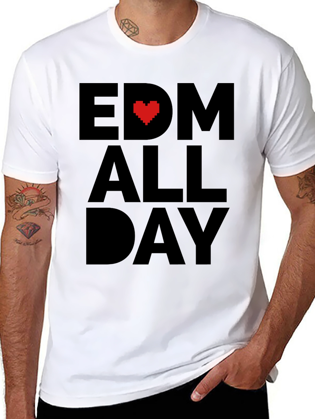 EDM Heart All Day Black T-Shirt