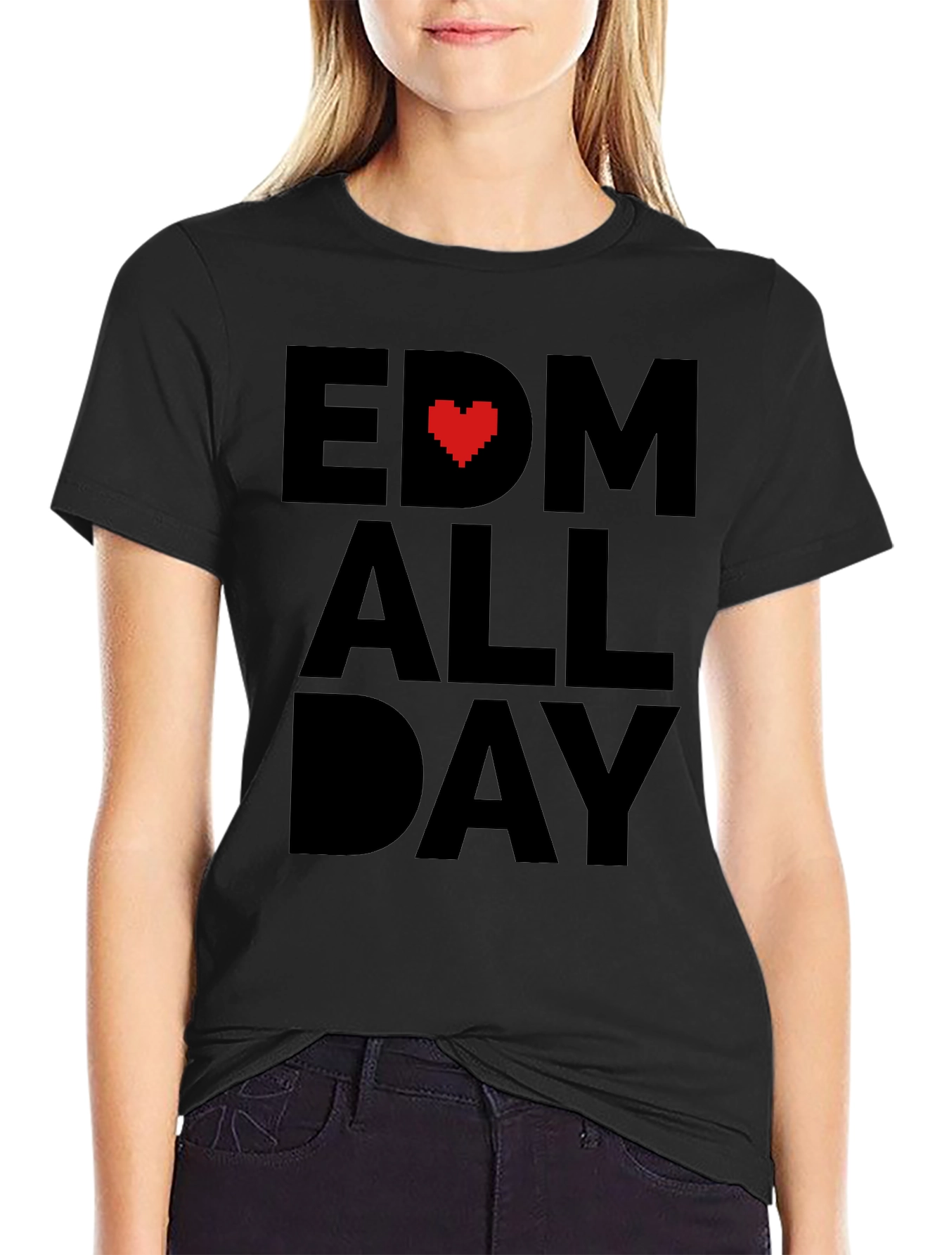 EDM Heart All Day Black T-Shirt
